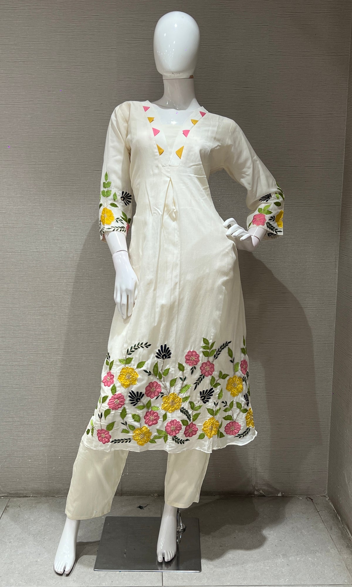 Half white FLORAL kurta set