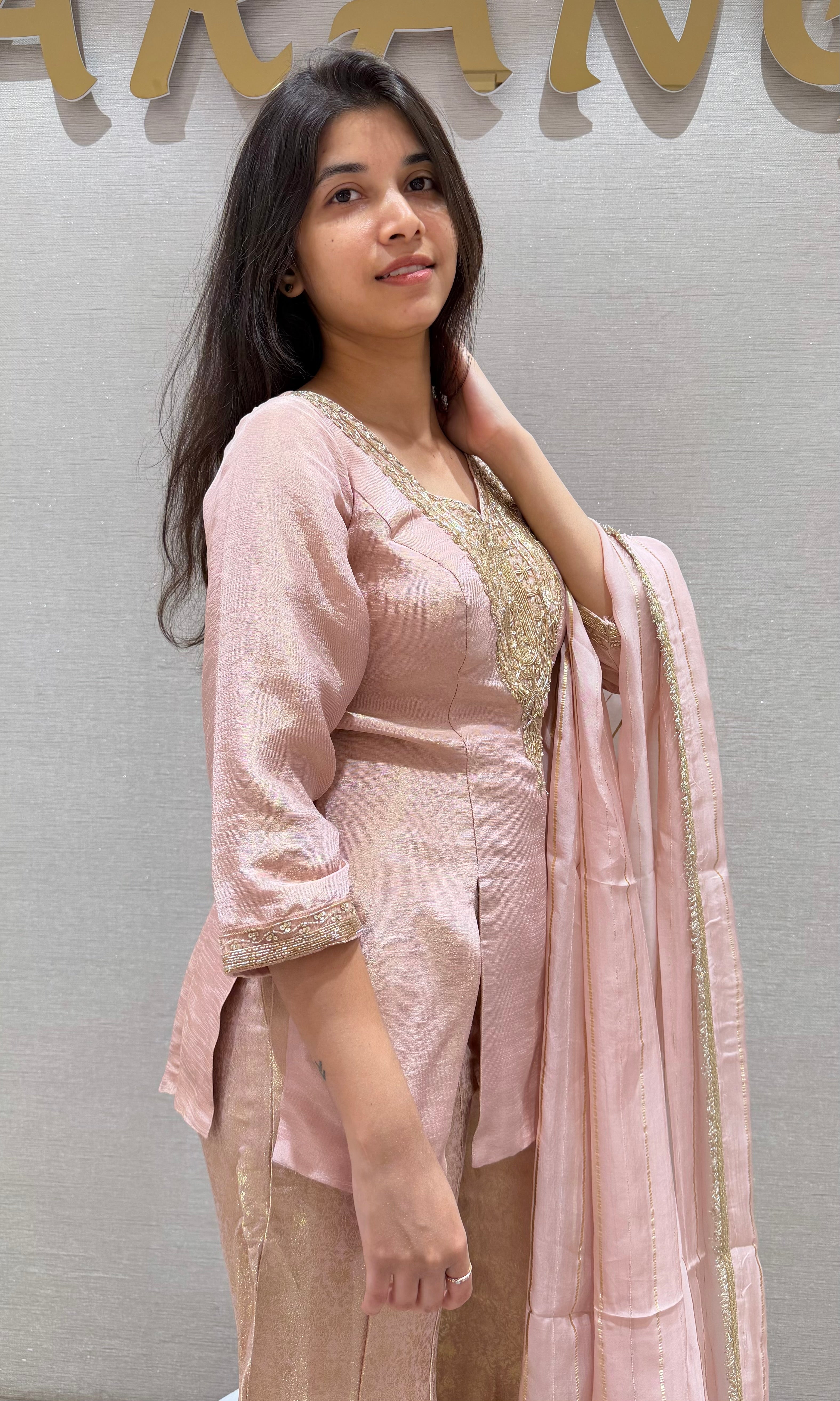Onion pink EMBELLISHED SHARARA SET