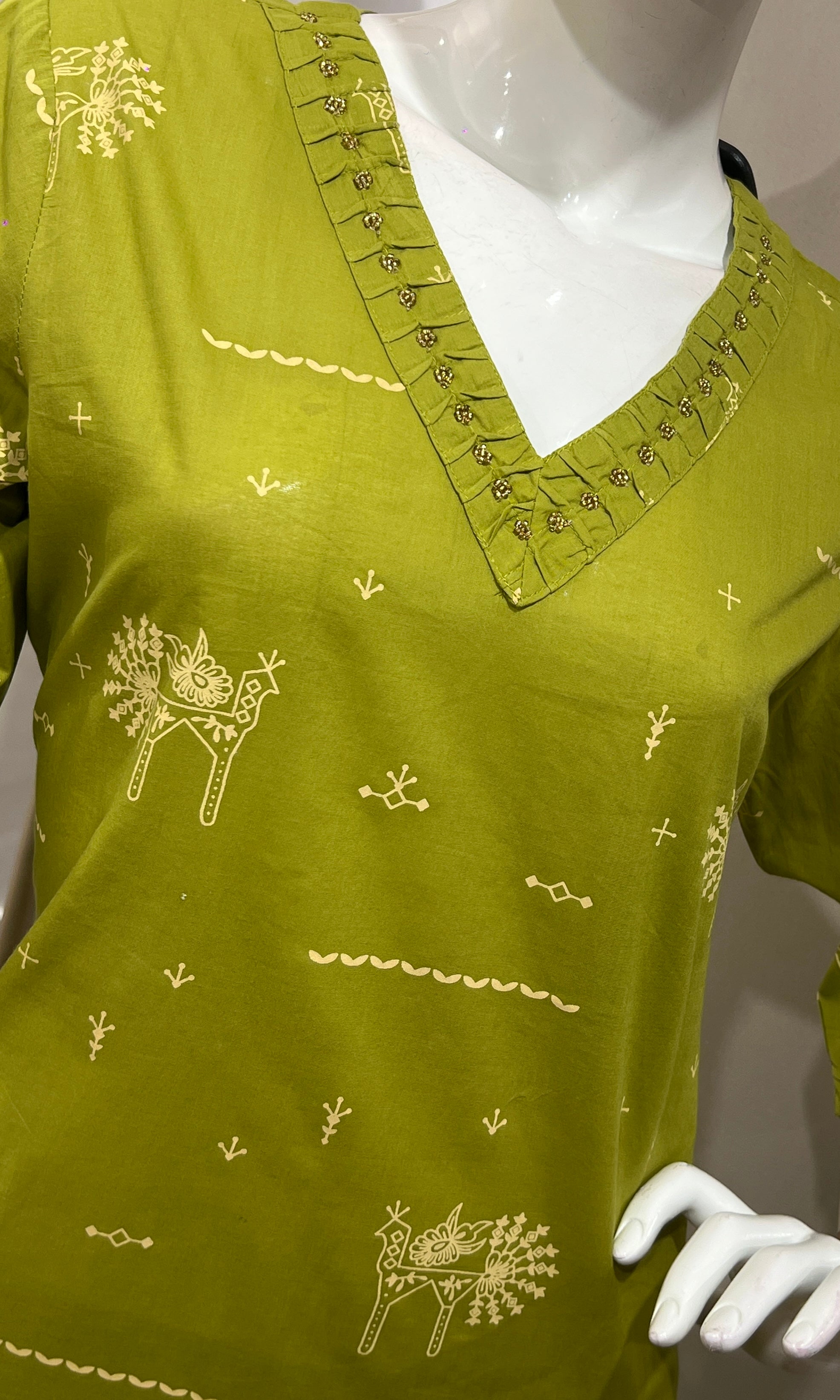 Green Ethnic Motifs Embroidered KURTA SET