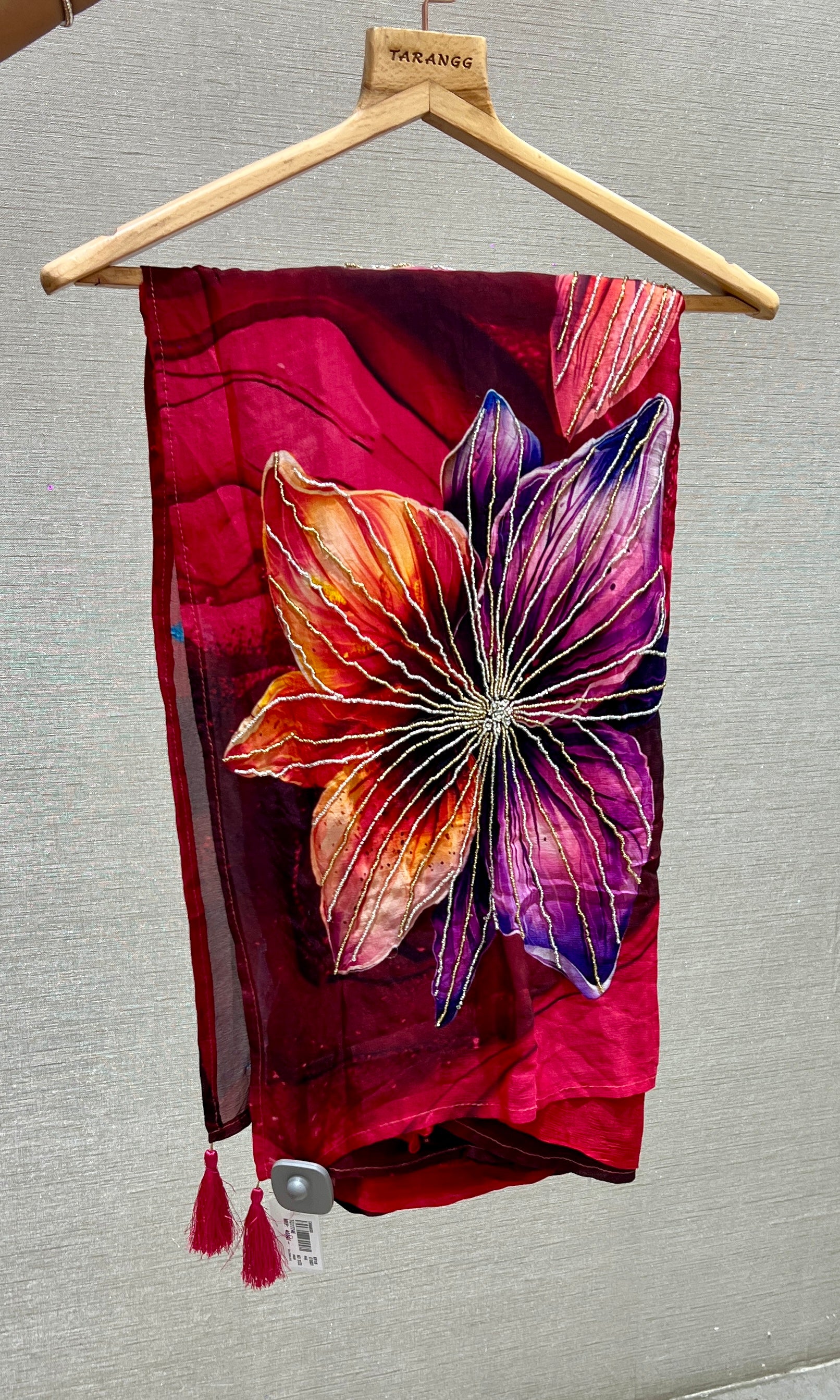 Wine Bloom Georgette-Chiffon Saree