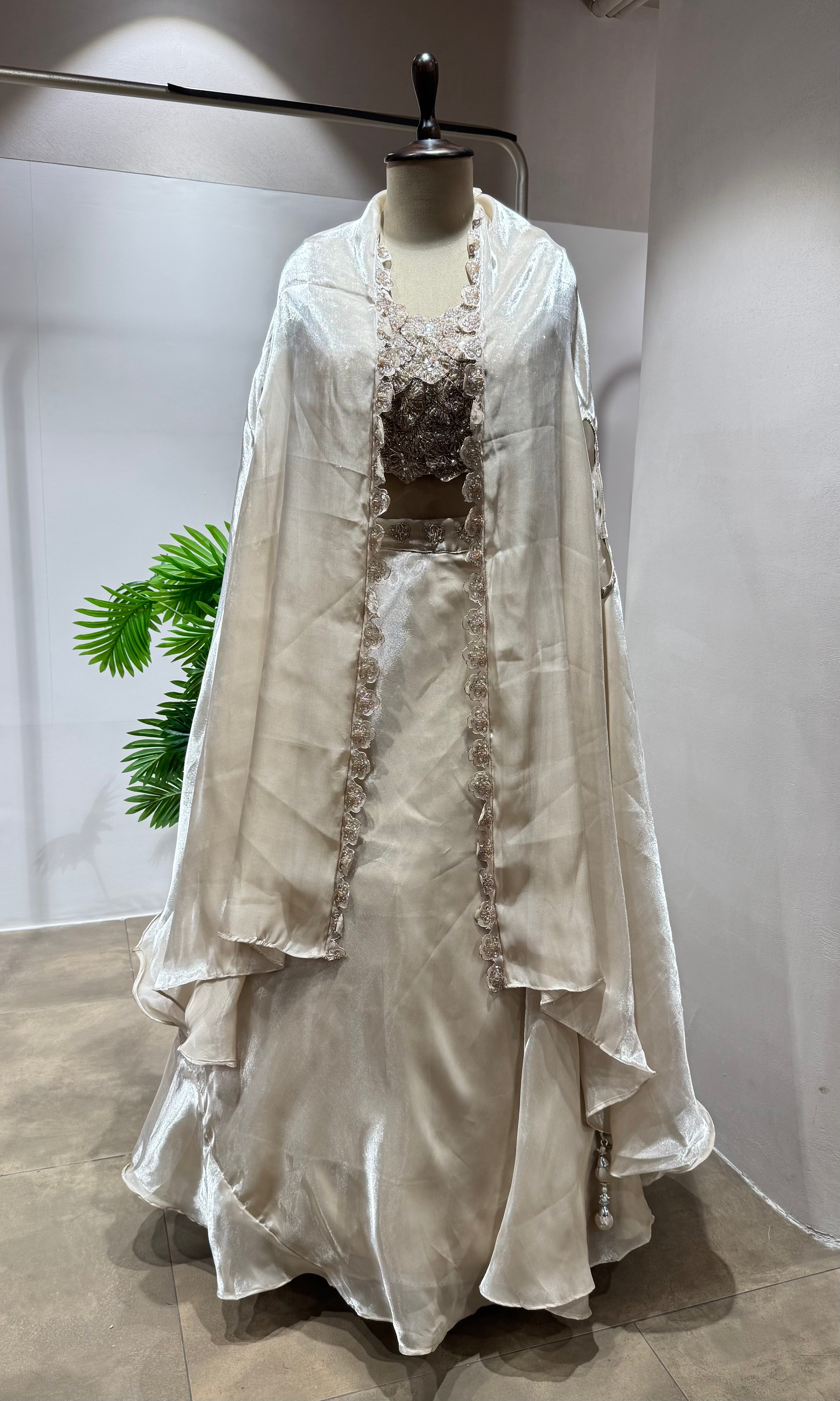 FAWN Lehenga Set with Embroidered Blouse & Dupatta