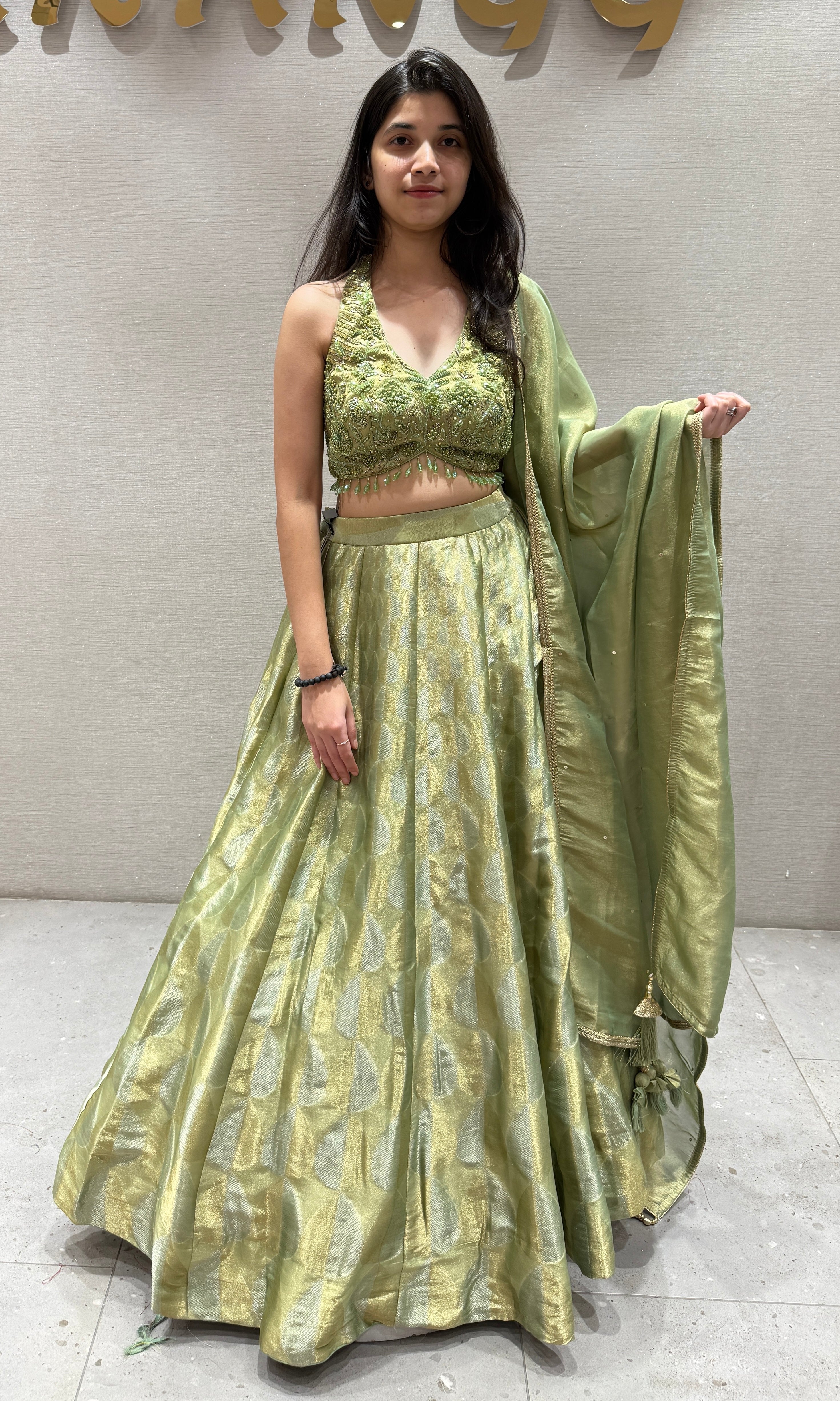 Pistachio Green Embroidered Lehenga Set