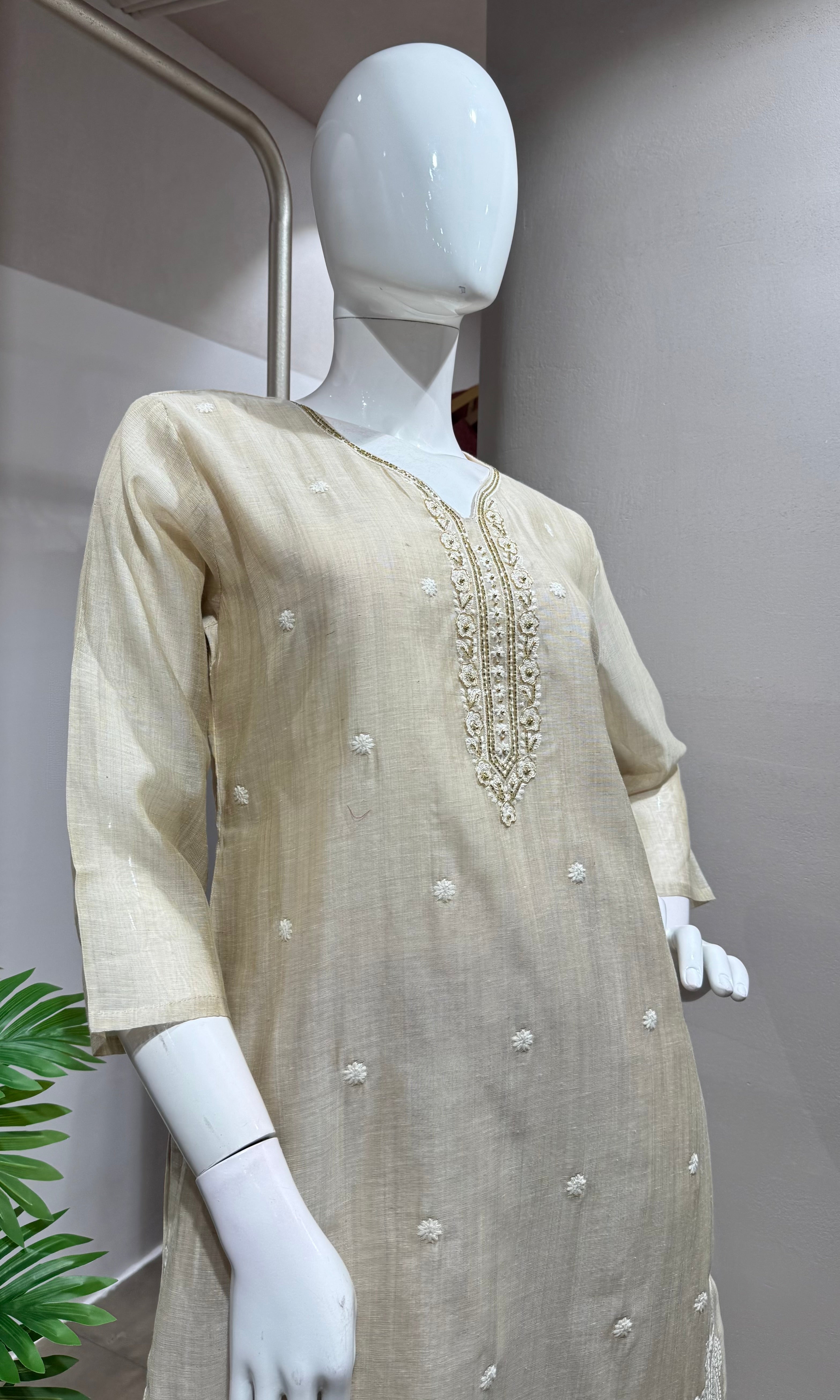 BEAGH Embroidered Chanderi KURTA SET