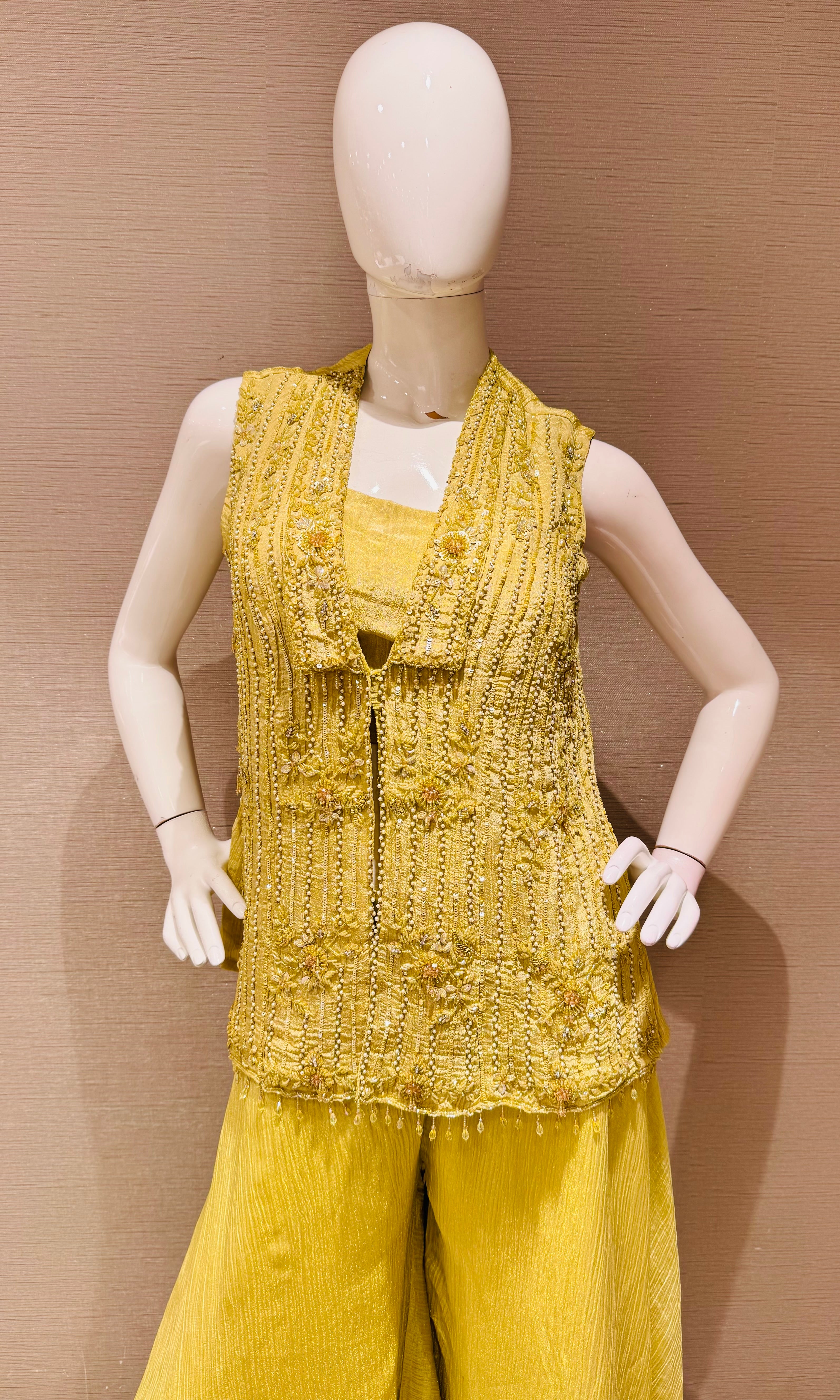 Mehendi Green Embroidered Shrug & Palazzo Set