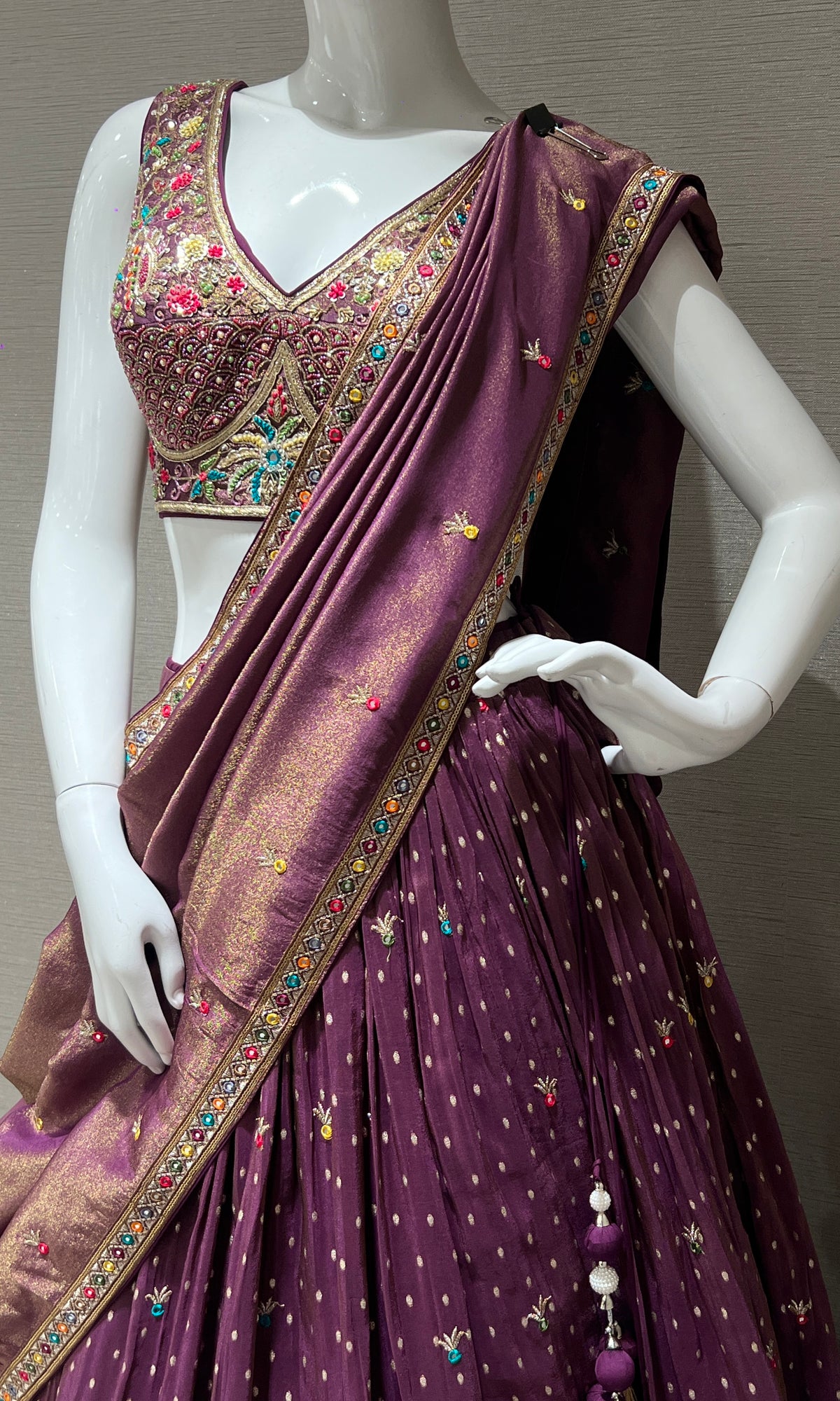 Purple Lehenga with Zari and Sequin Work
