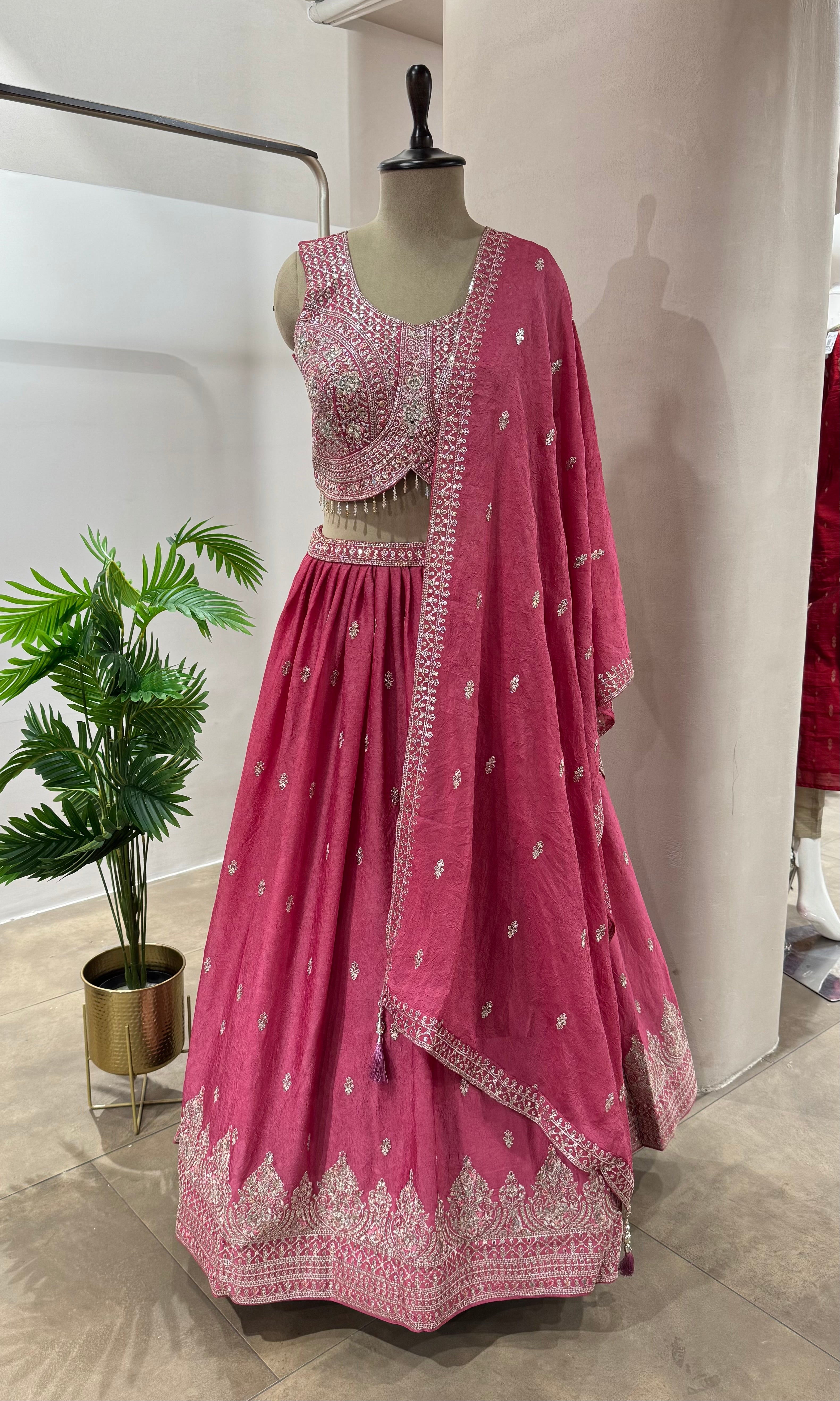 Onion pink EMBROIDERED LEHENGA SET
