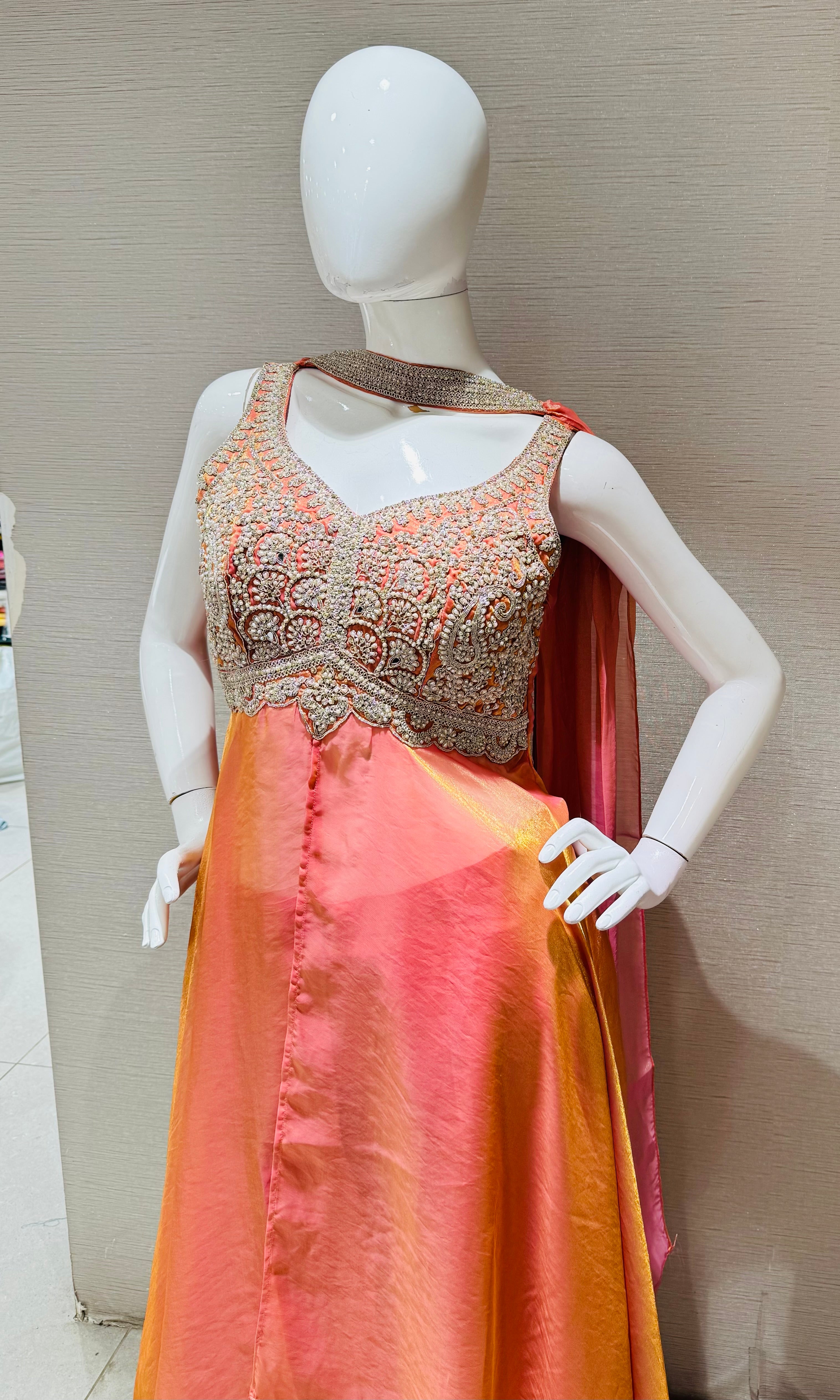 Rust Shimmer Tissue Palazzo set