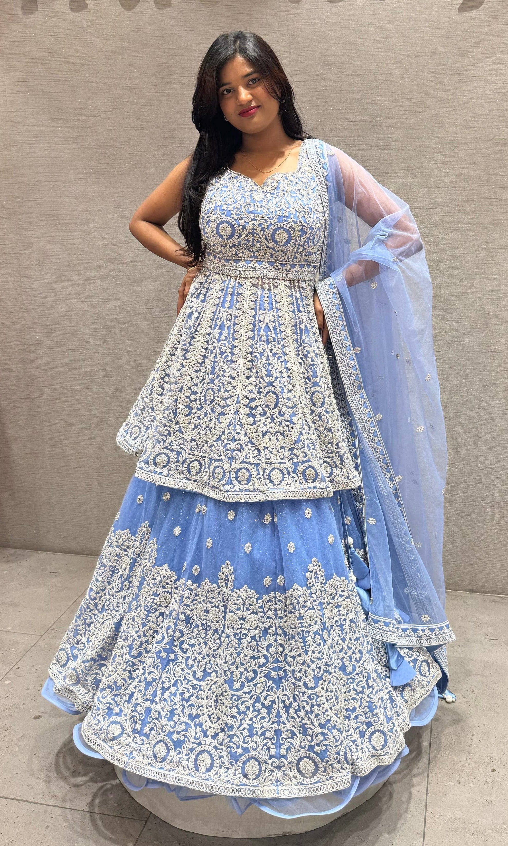 Light Blue lehenga with peplum