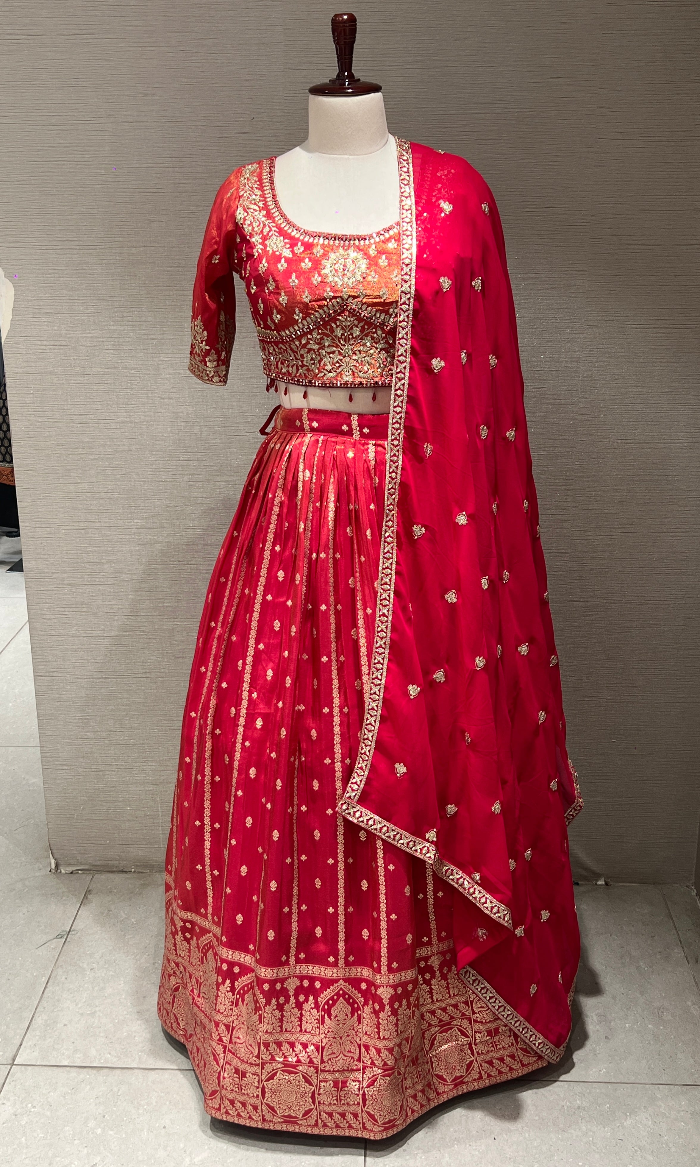 Pink Lehenga with Golden embroidery