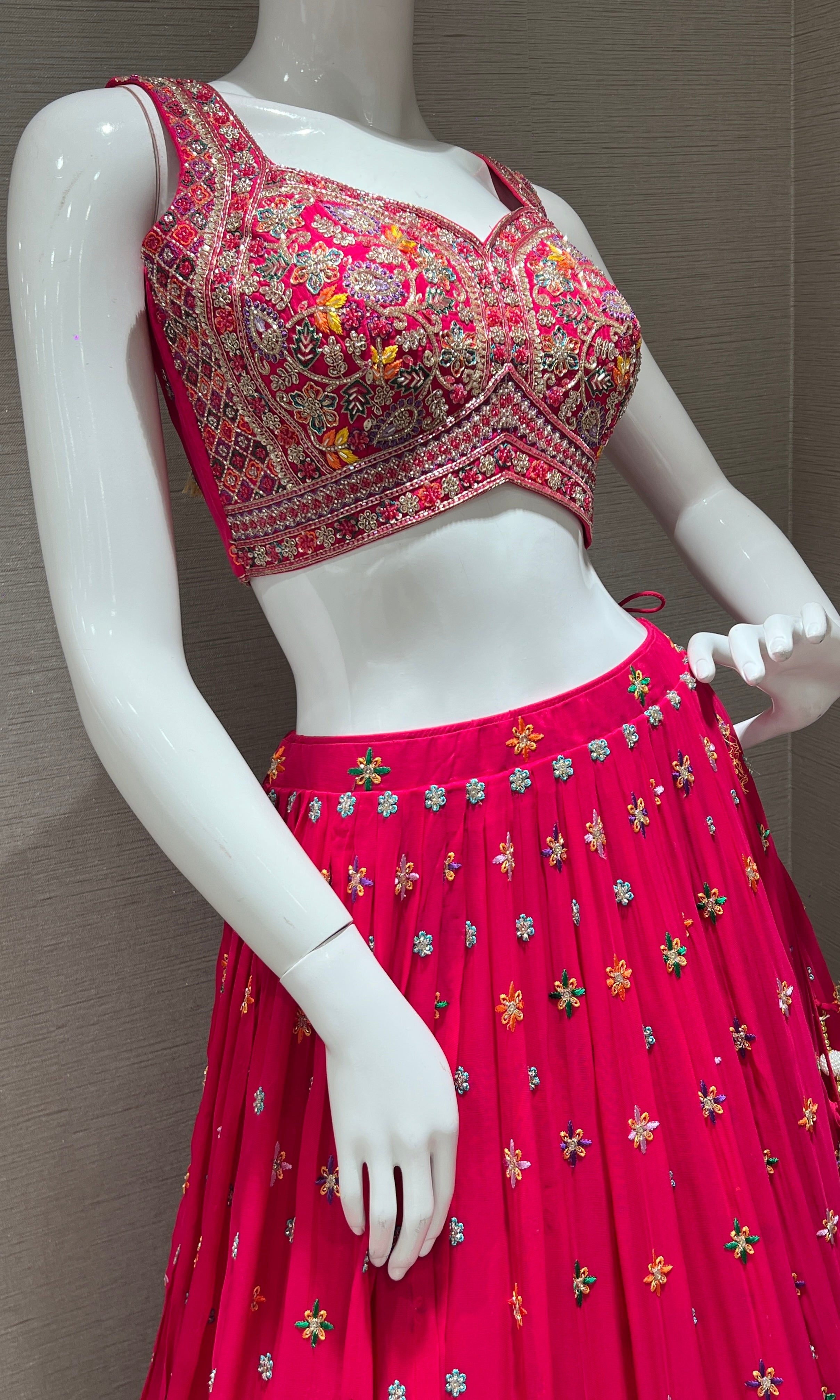 PINK LEHENGA CHOLI WITH INTRICATE EMBROIDERY