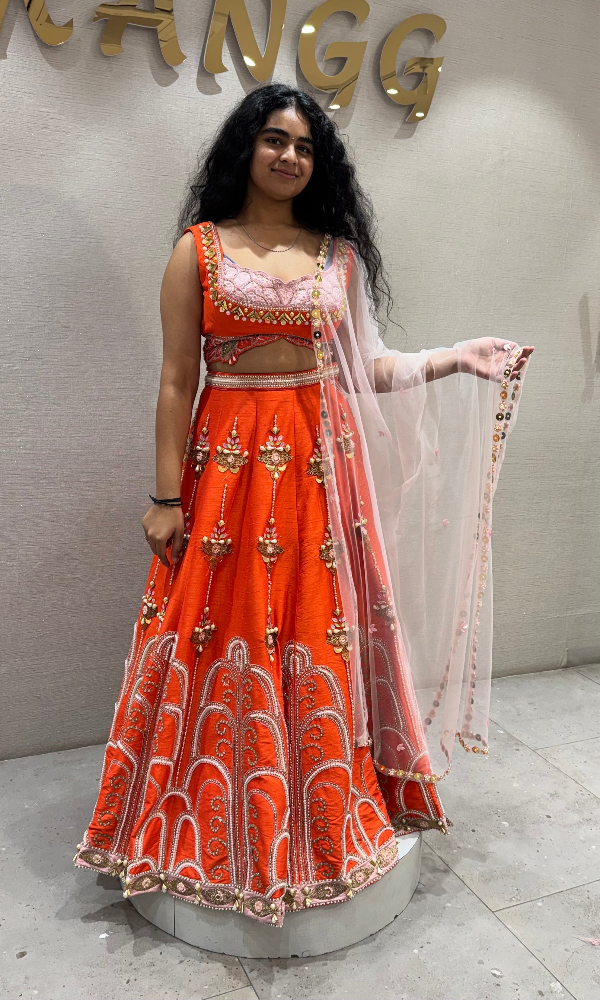 Orange Radiance embroidered lehenga