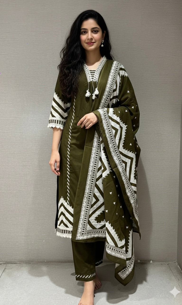 Mehandi green KURTA Set