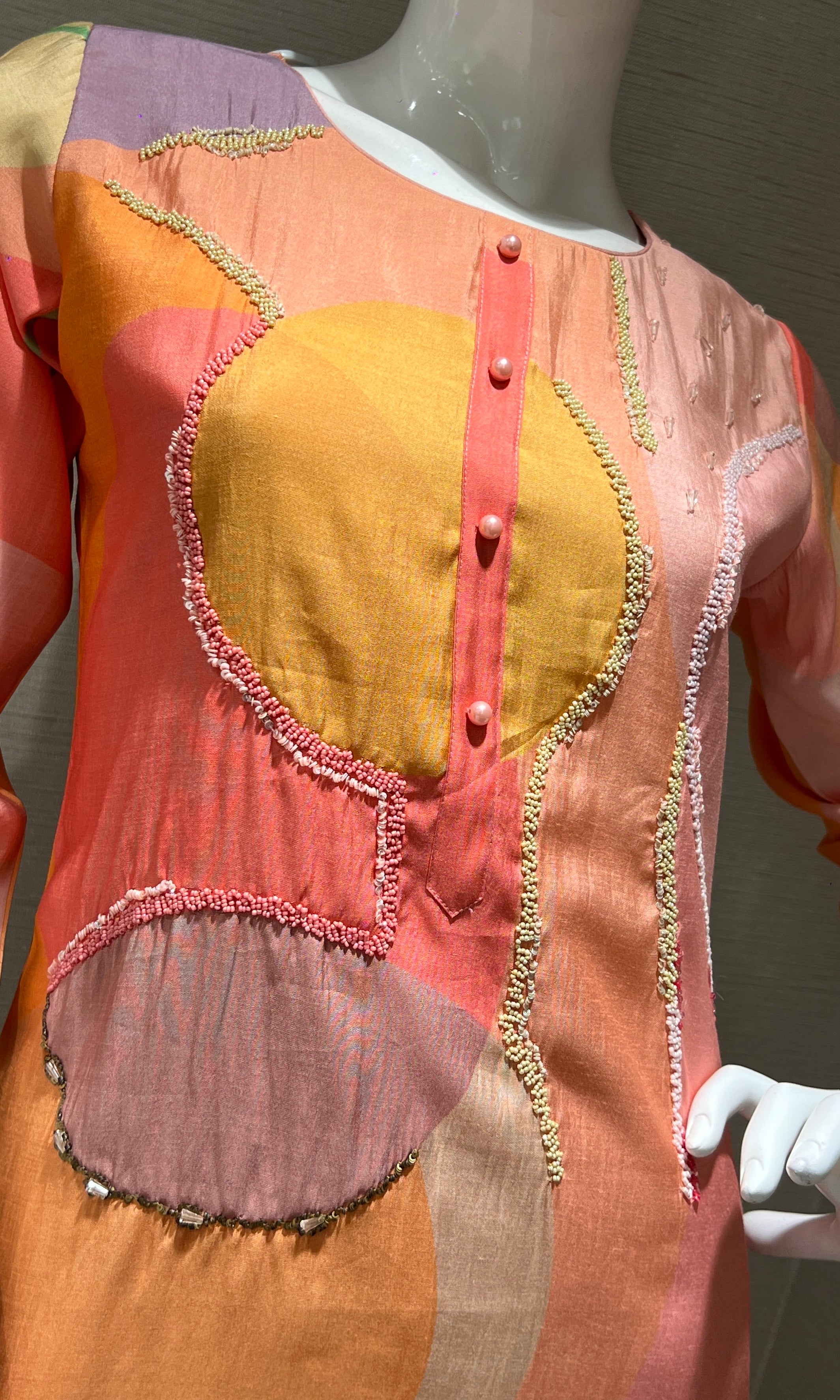 Peach floral print Kurti top