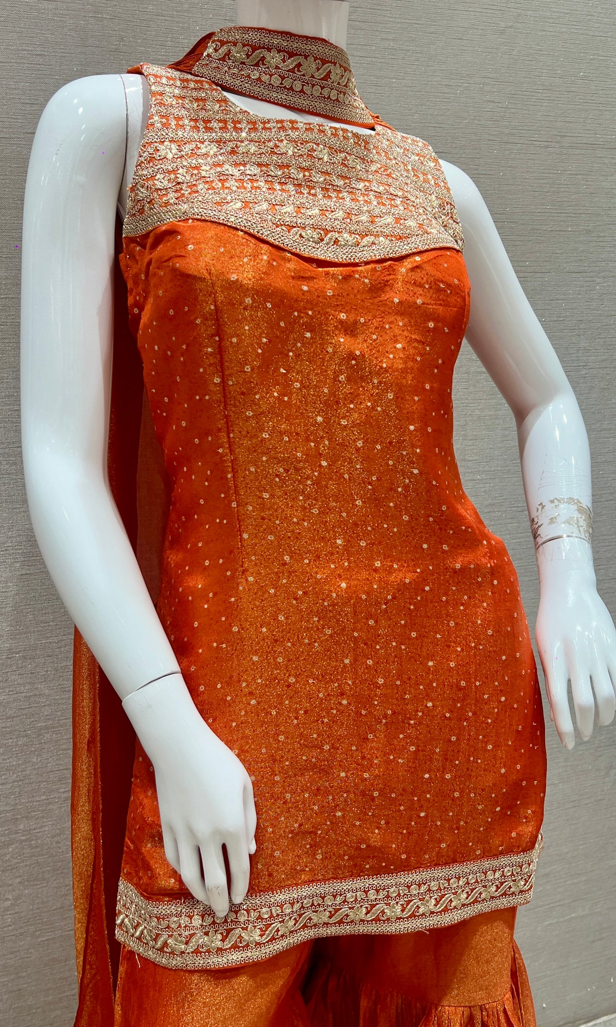 Orange Embroidered Sharara Set