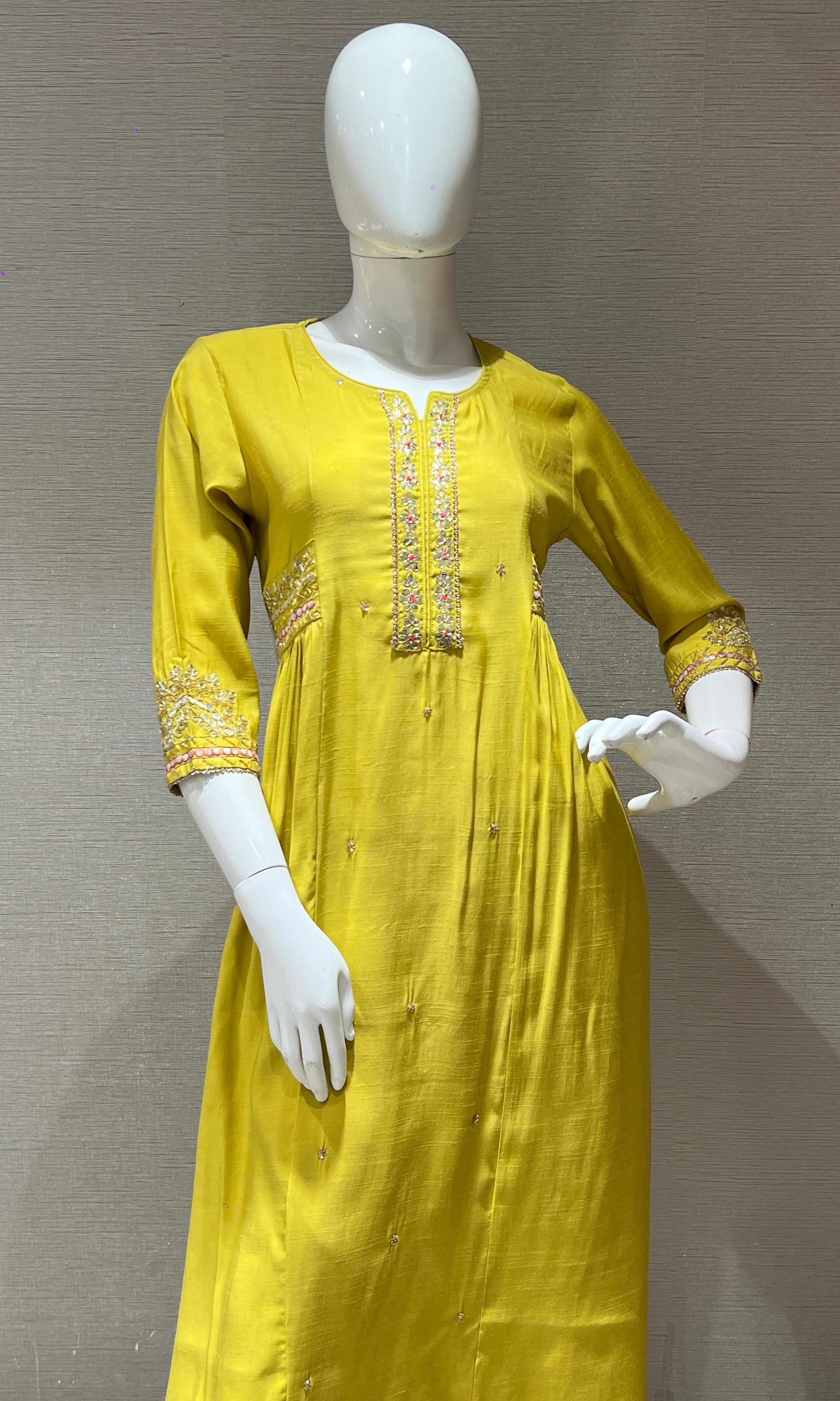 Mehandi green gold embroidered kurta set