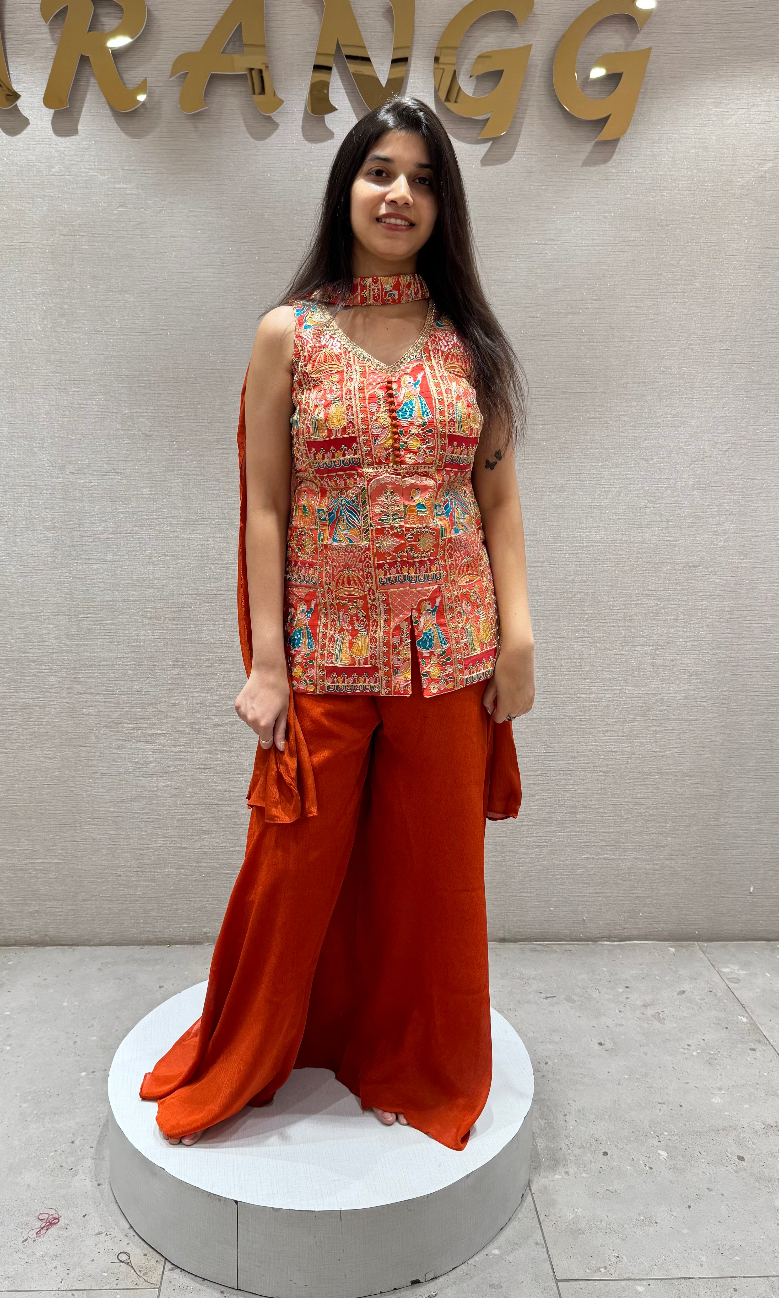 Embroidered Orange SHARARA