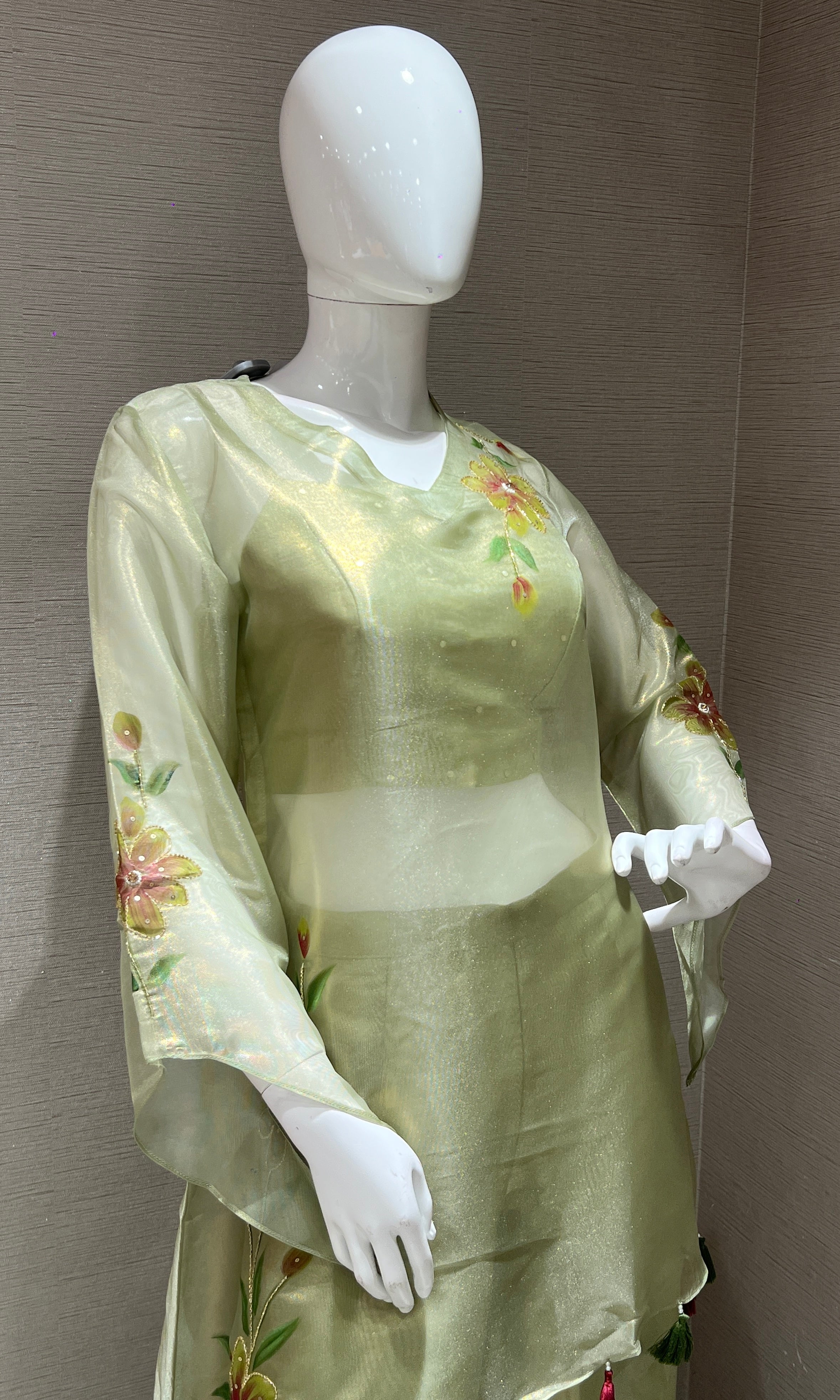 Pastel Green Floral Cord Set