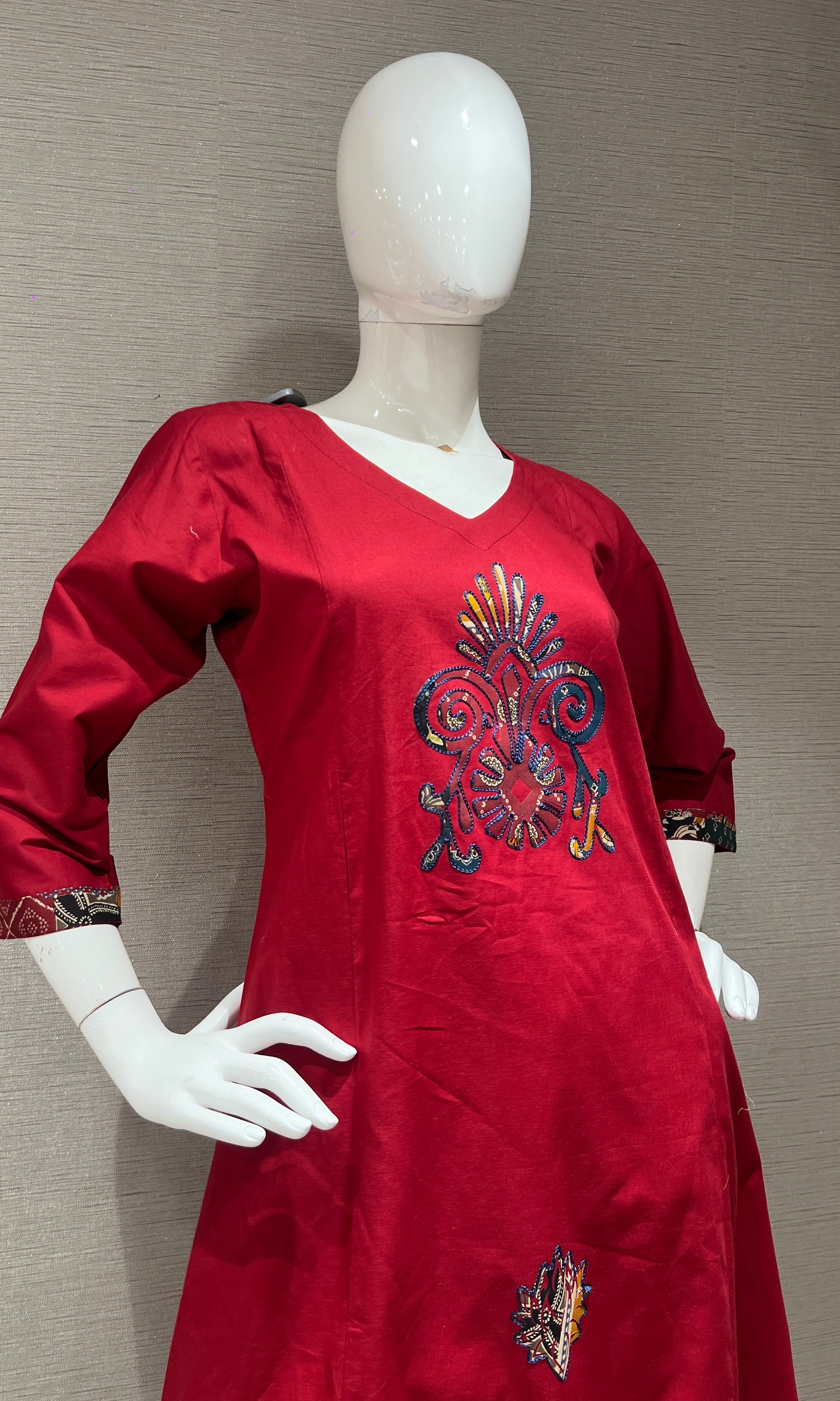 Red Floral Salwar Kameez Kurta Set