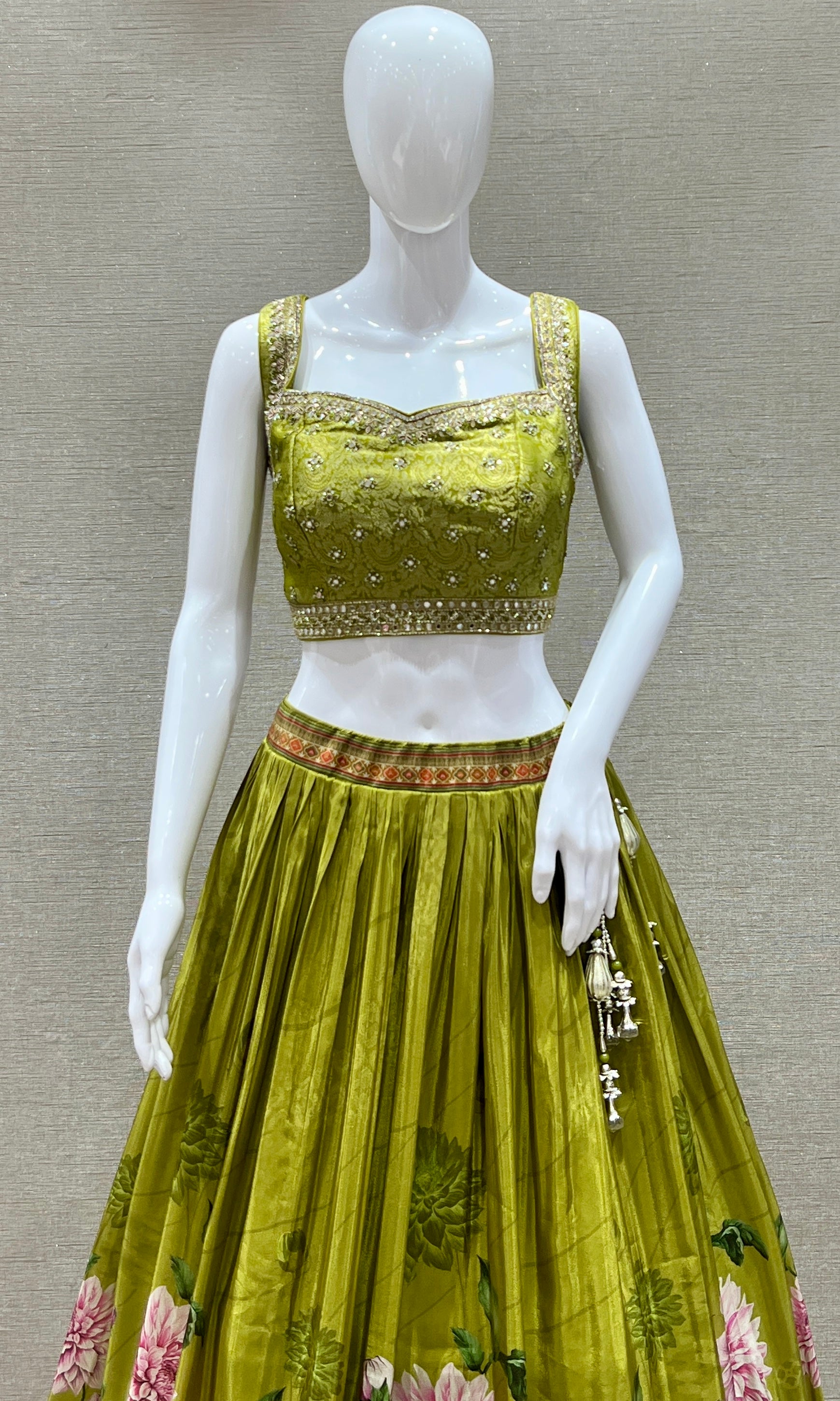 Gulzar Olive Lehenga Set