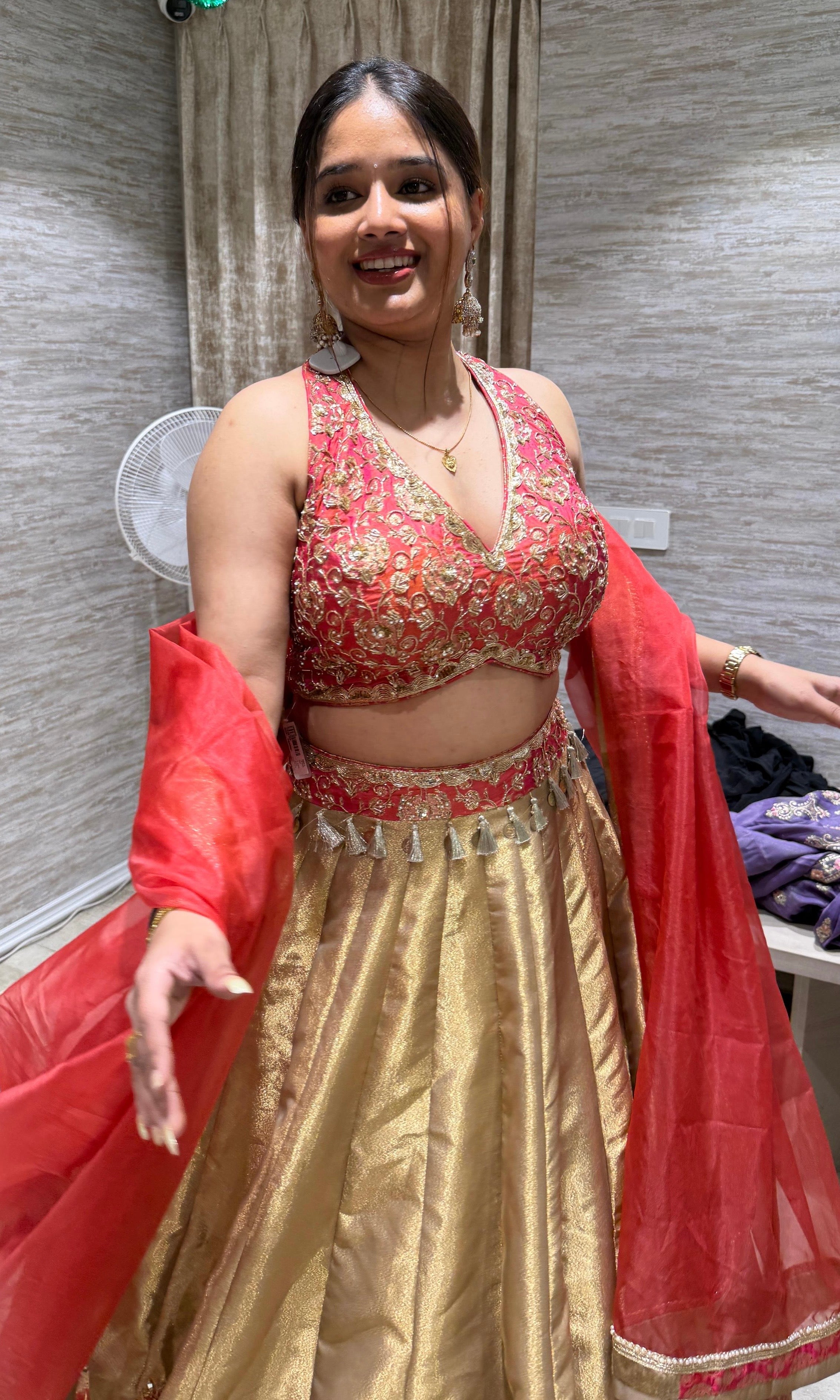 PINK and gold intricate embroiderY lehenga