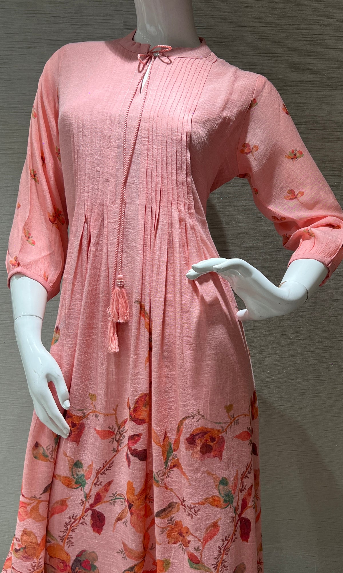 Baby pink Floral Anarkali top