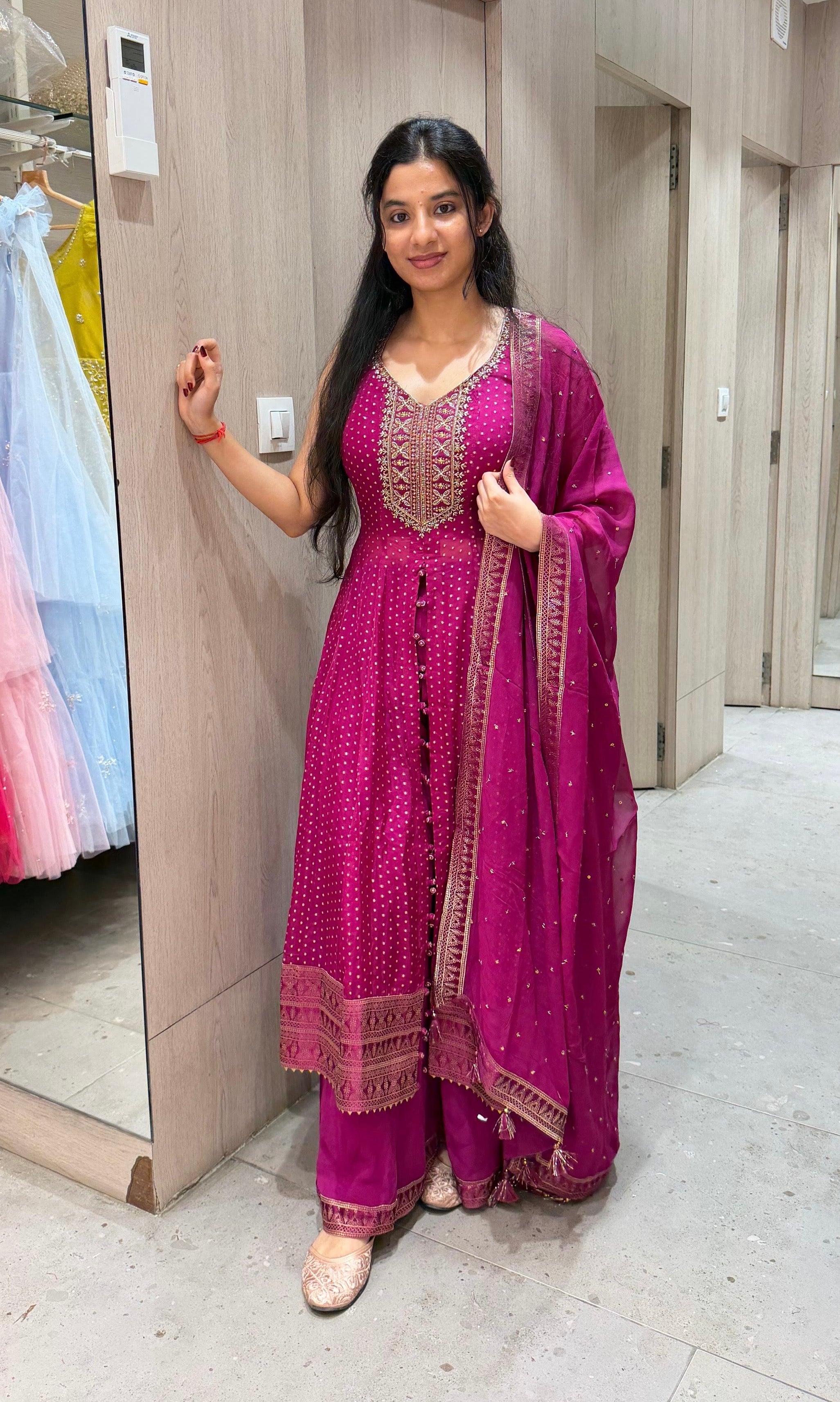 violet GOLDEN ENBROIDERED Anarkali