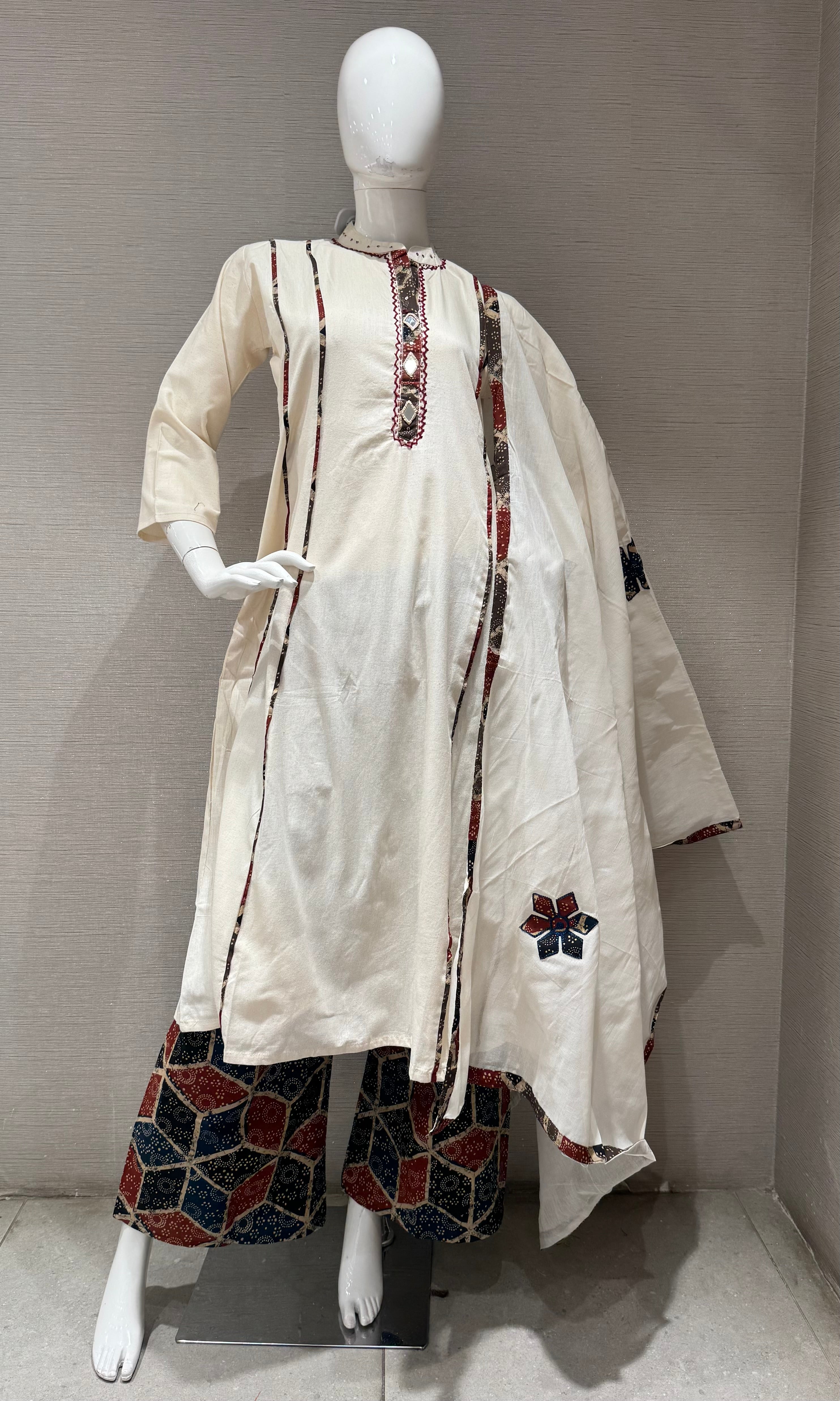 White Red and Black Embroidery A line set