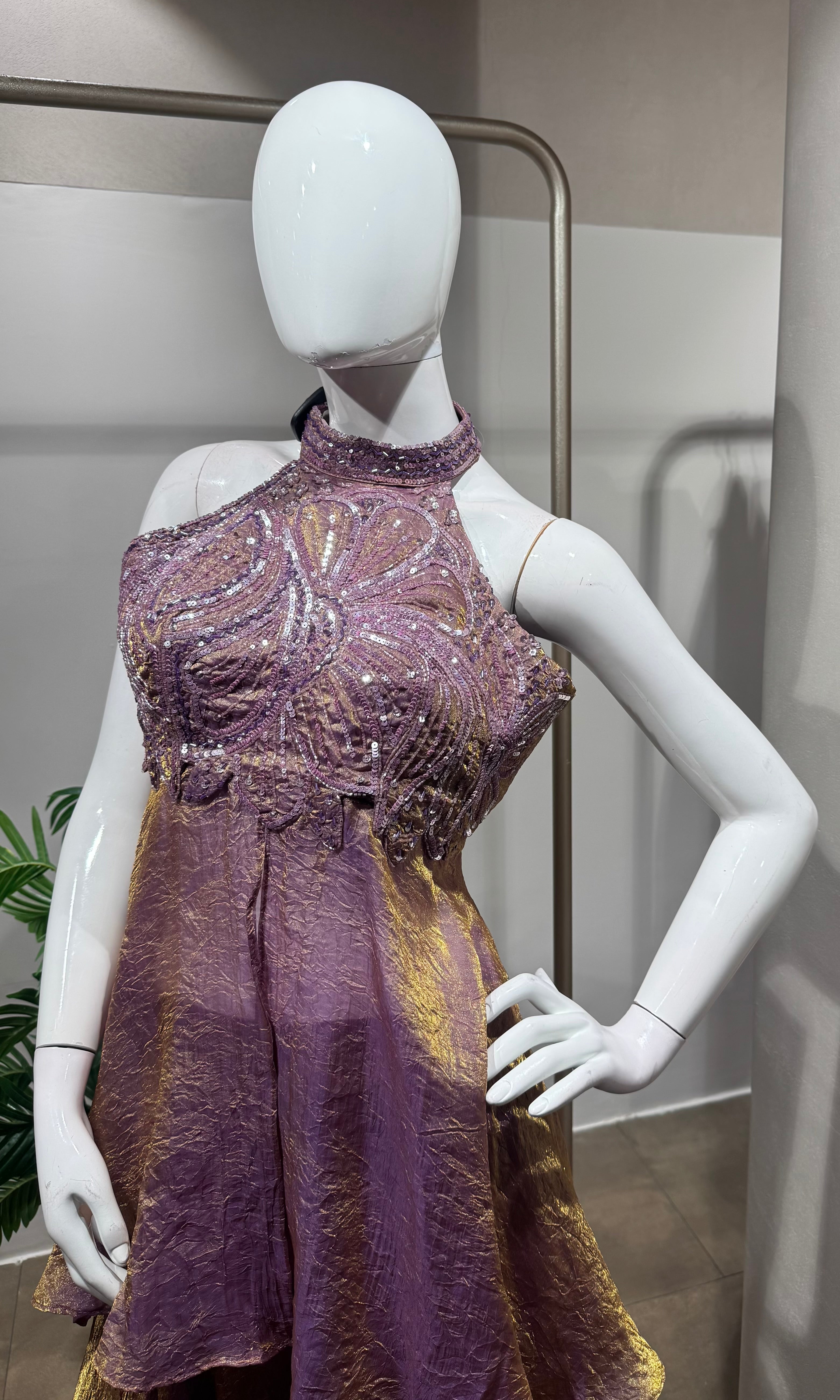 Light Purple Tissue Embroidered palazzo set