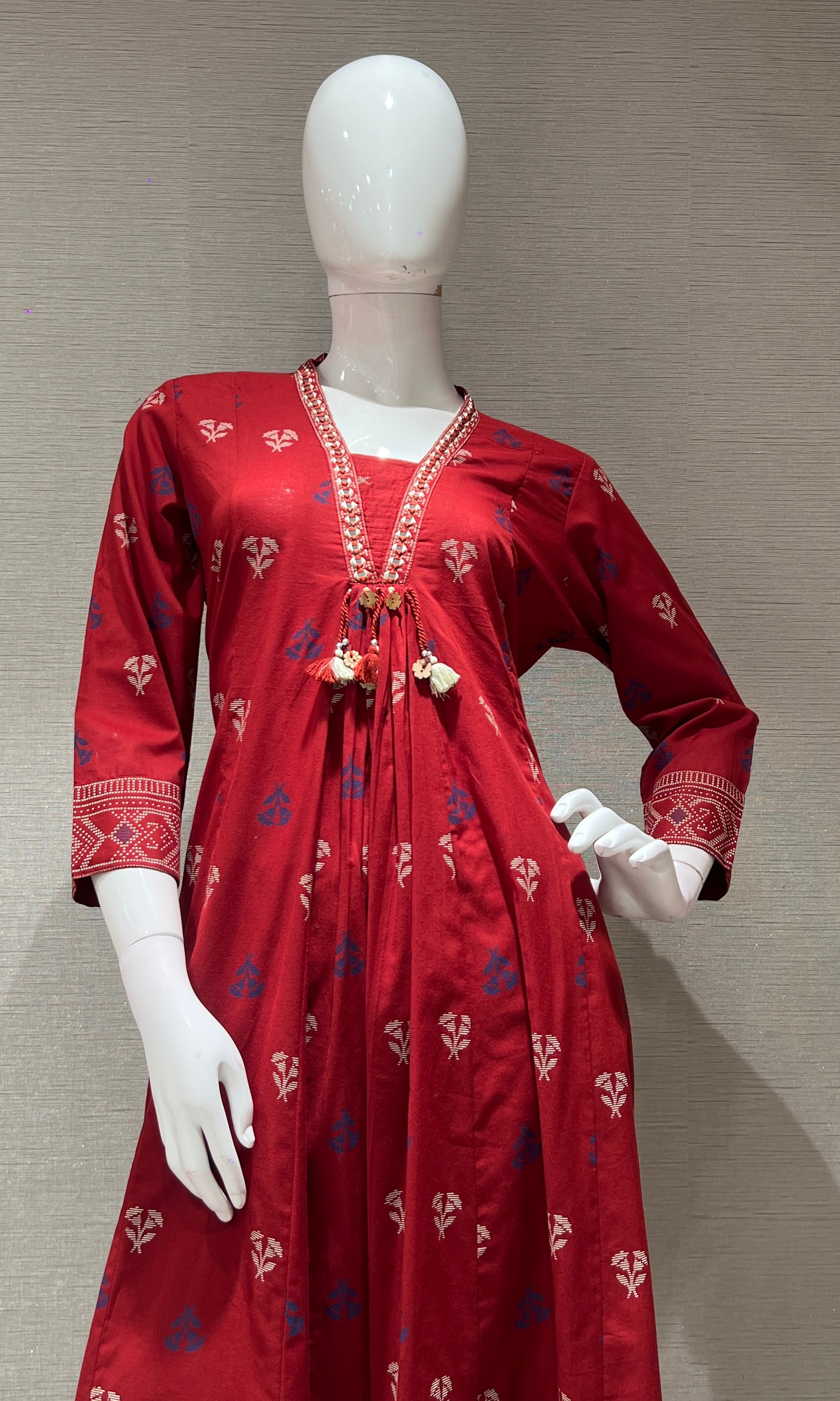 Maroon ETHNIC MOTIF PRINTED KURTA SET