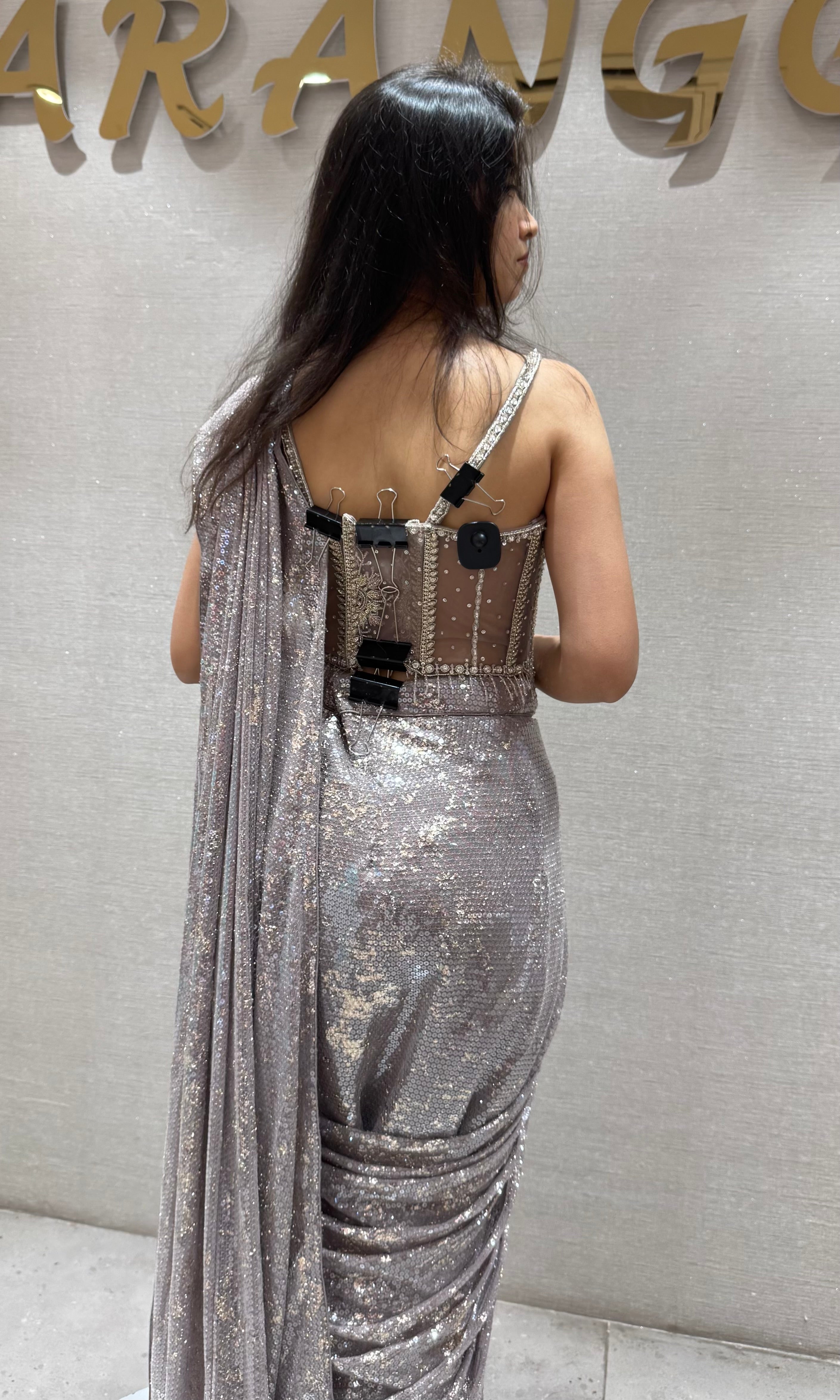 Light purple beaded corset DRAPE SAREE