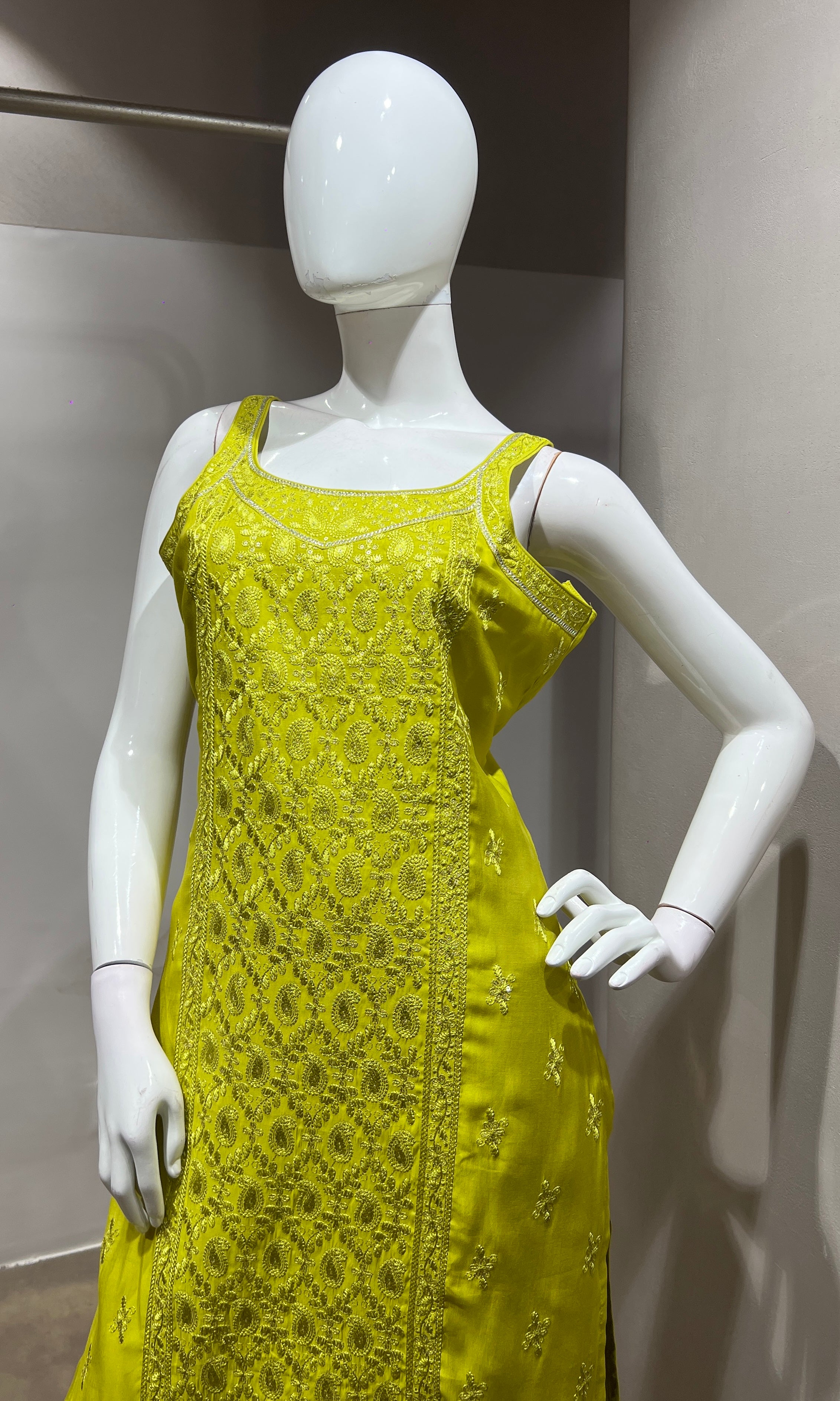 Green Georgette Straight Suit with Dupatta