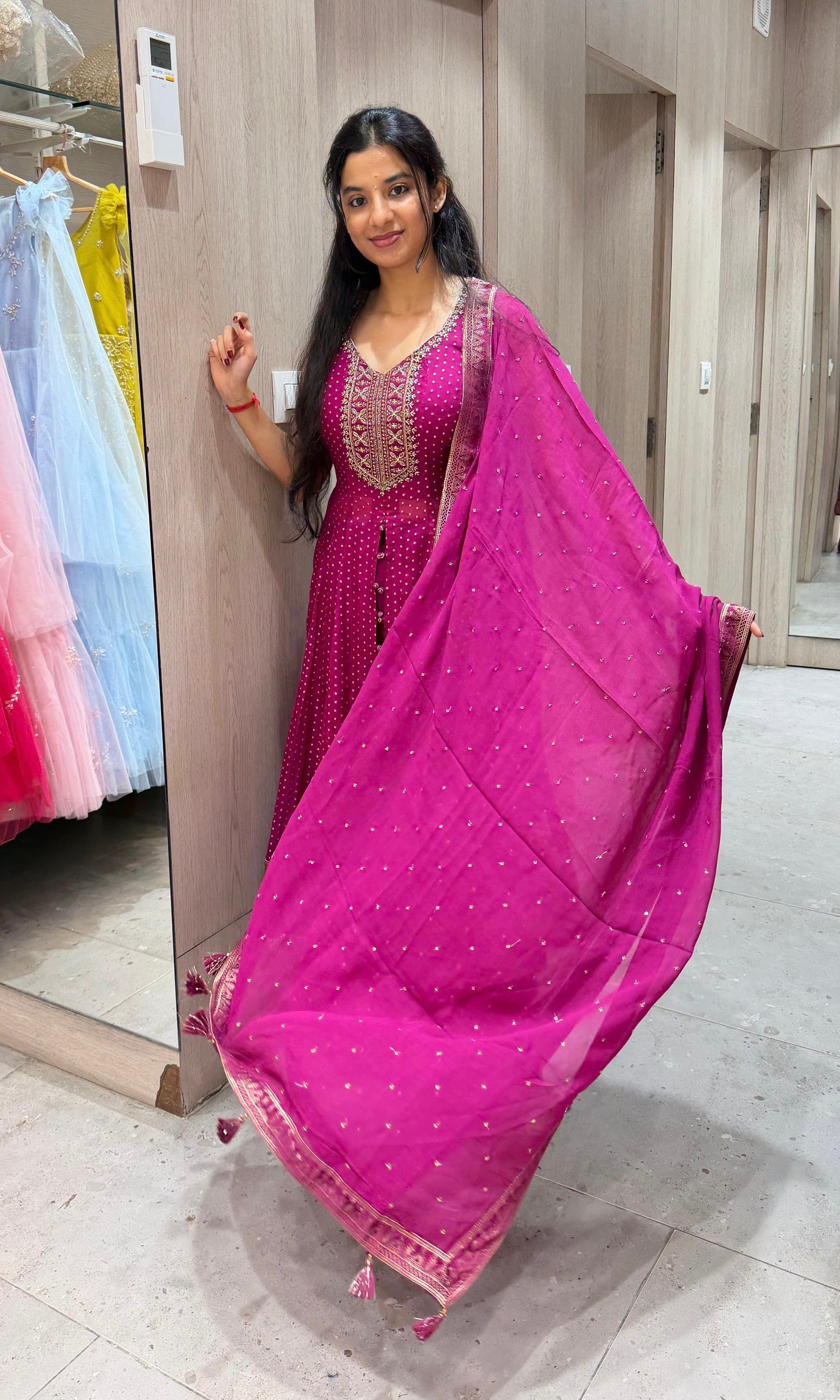 violet GOLDEN ENBROIDERED Anarkali