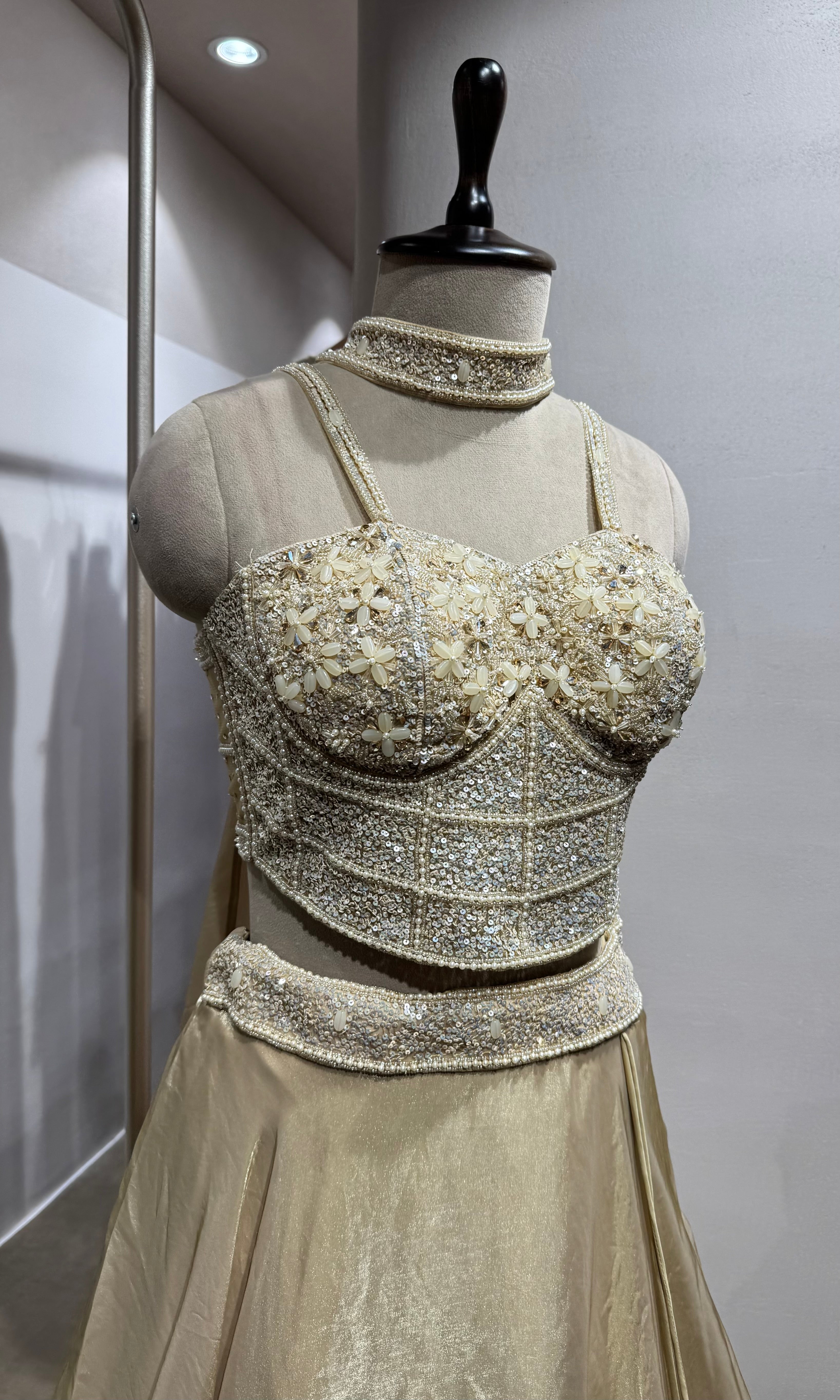 Gold and Silver Wedding Wear Lehenga