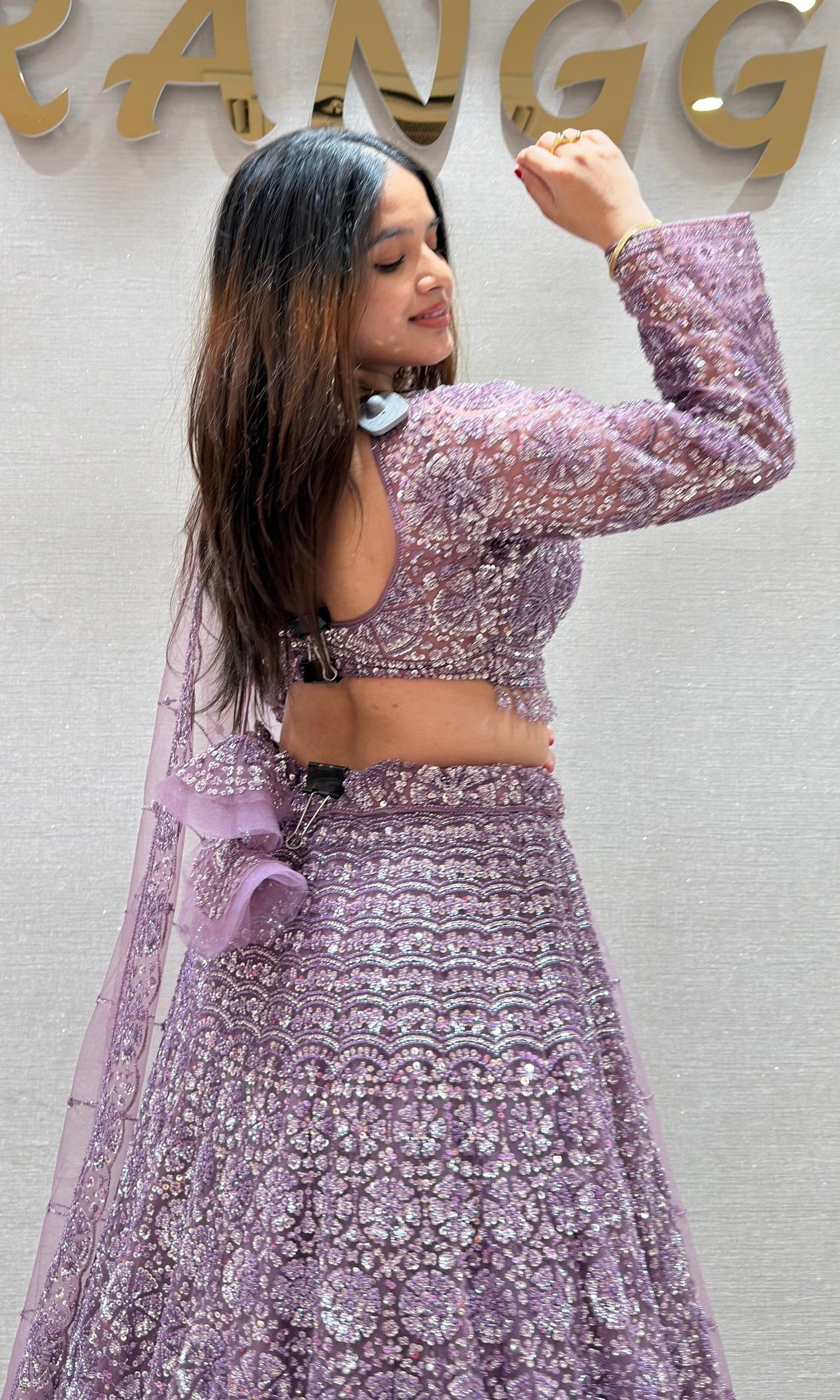 Light PURPLE HEAVY EMBROIDERED Lehenga