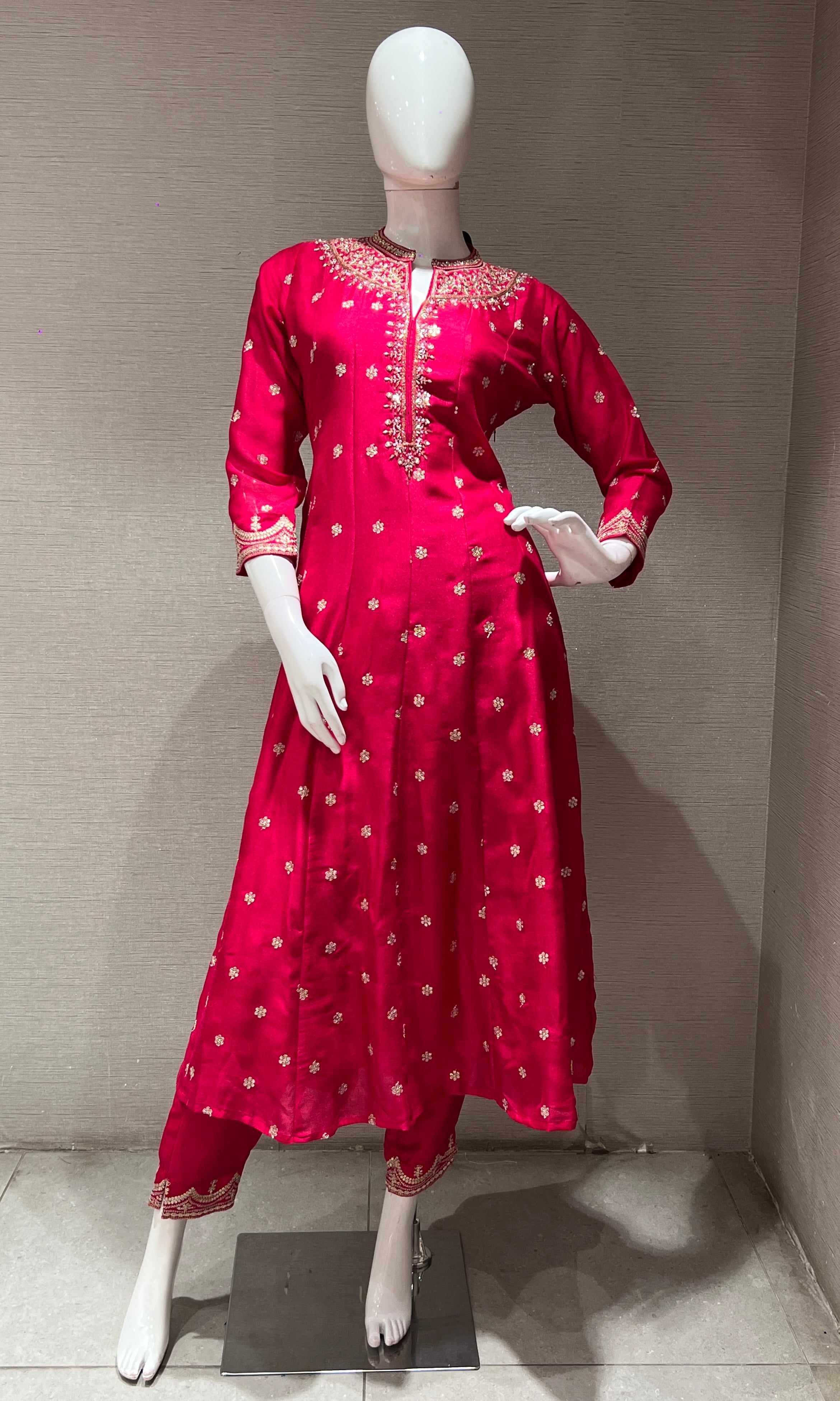 Rani pink EMBROIDERED Anarkali SET