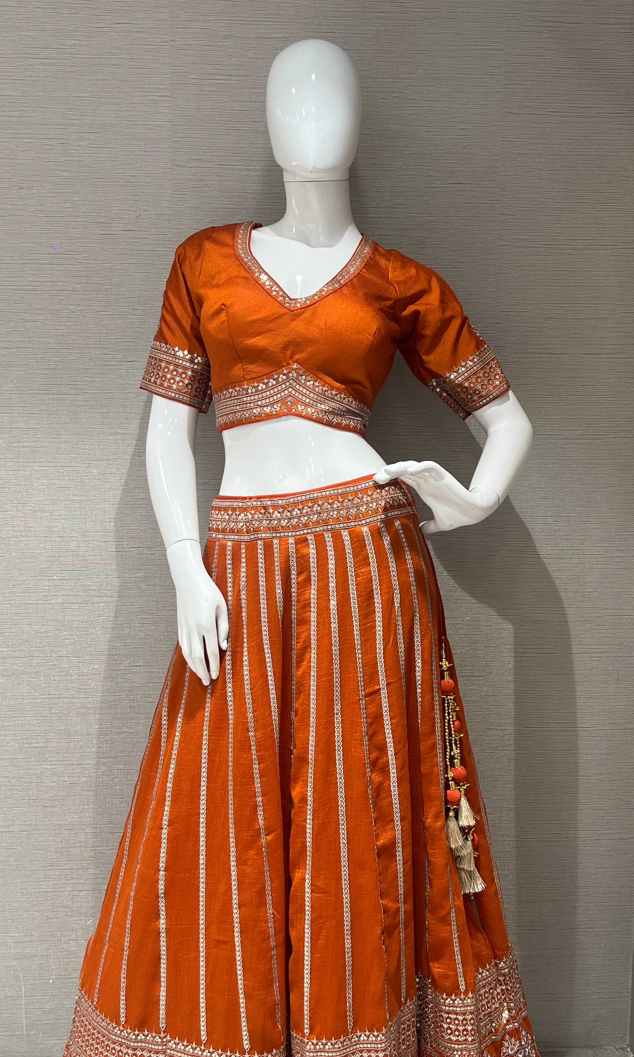 Orange croptop Lehenga