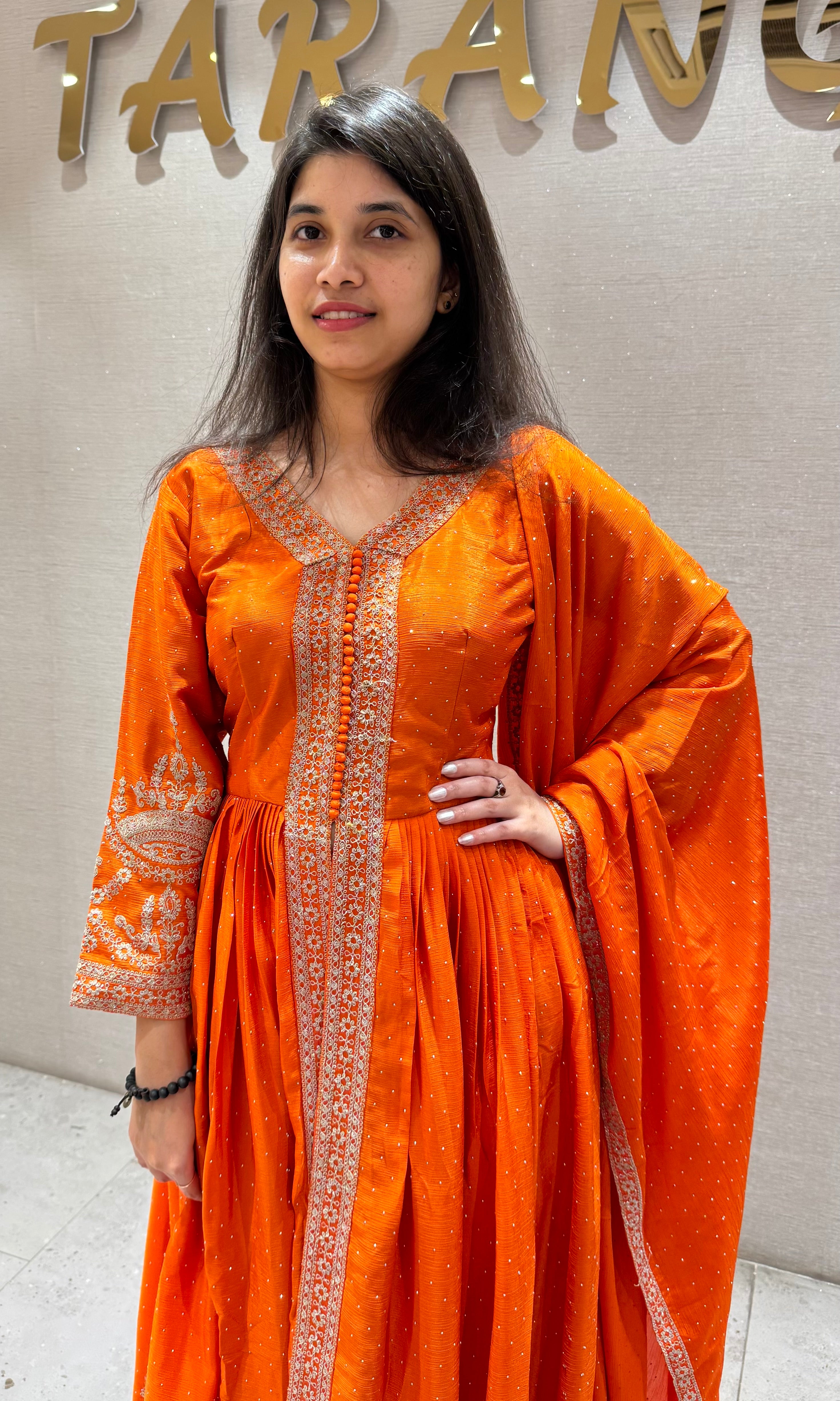 Rust GOLDEN GLOW EMBROIDERY ANARKALI