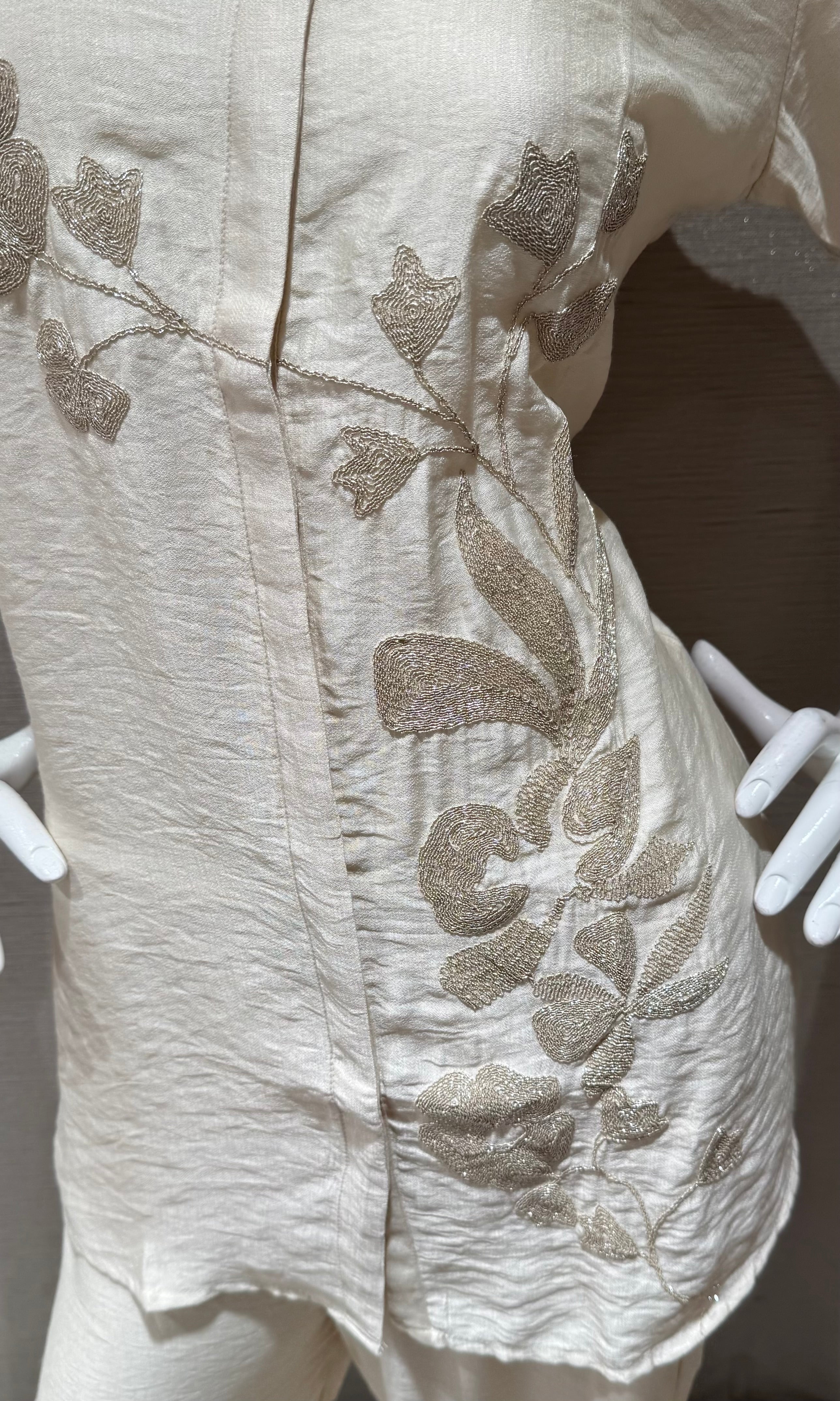 Cream Elegance Embroidered Cord Set