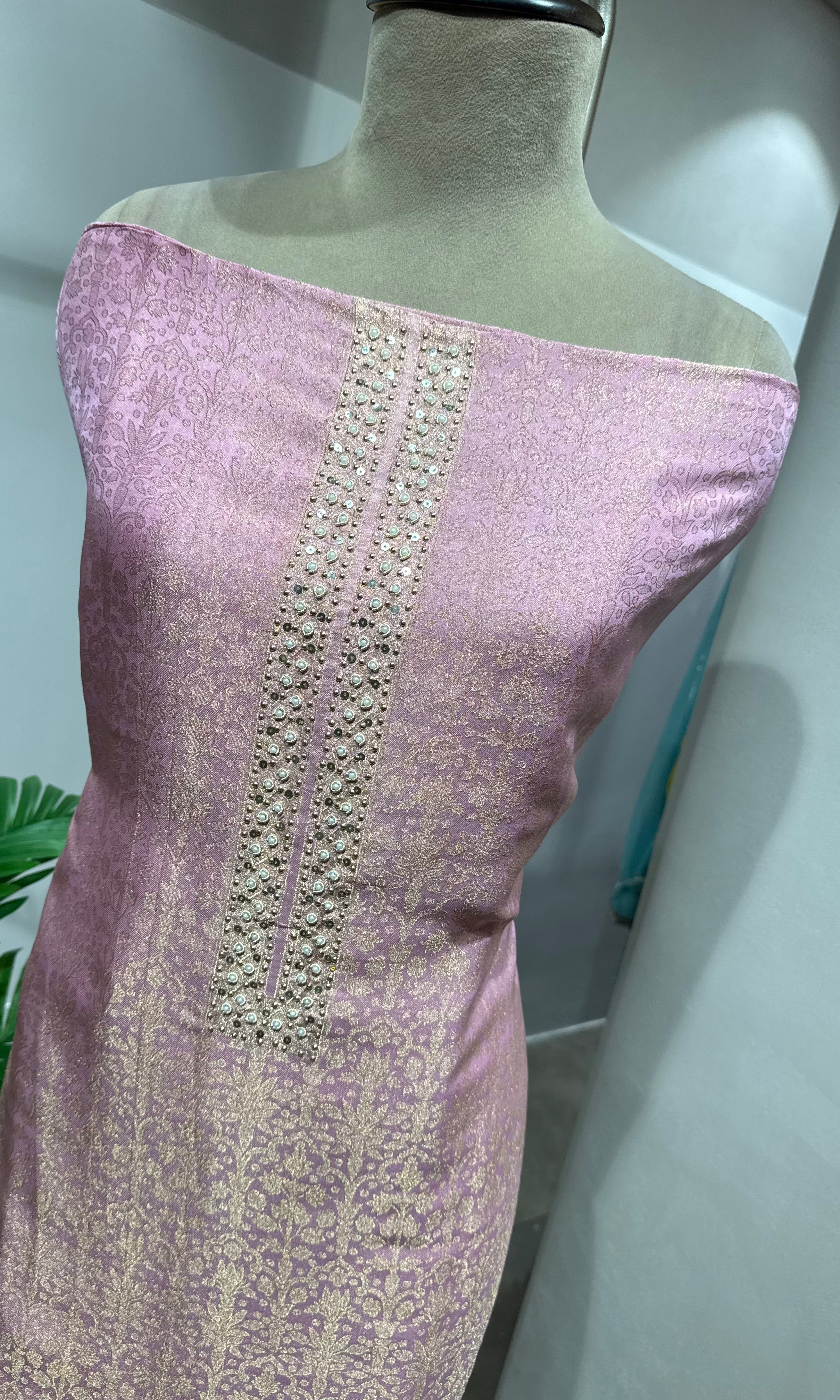 LAVENDER Banarasi Silk DRESS MATERIAL