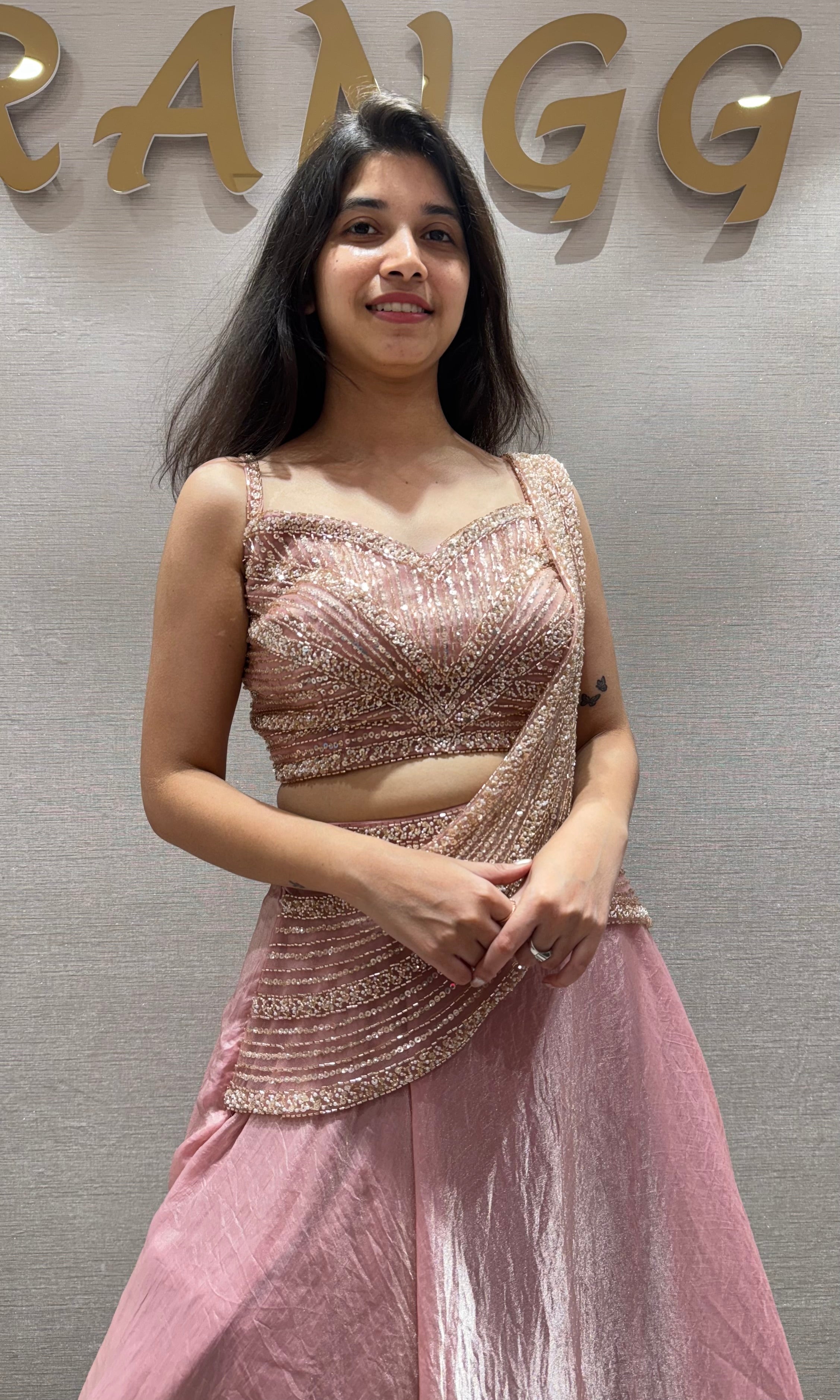 Baby pink LEHENGA WITH CORSET BLOUSE