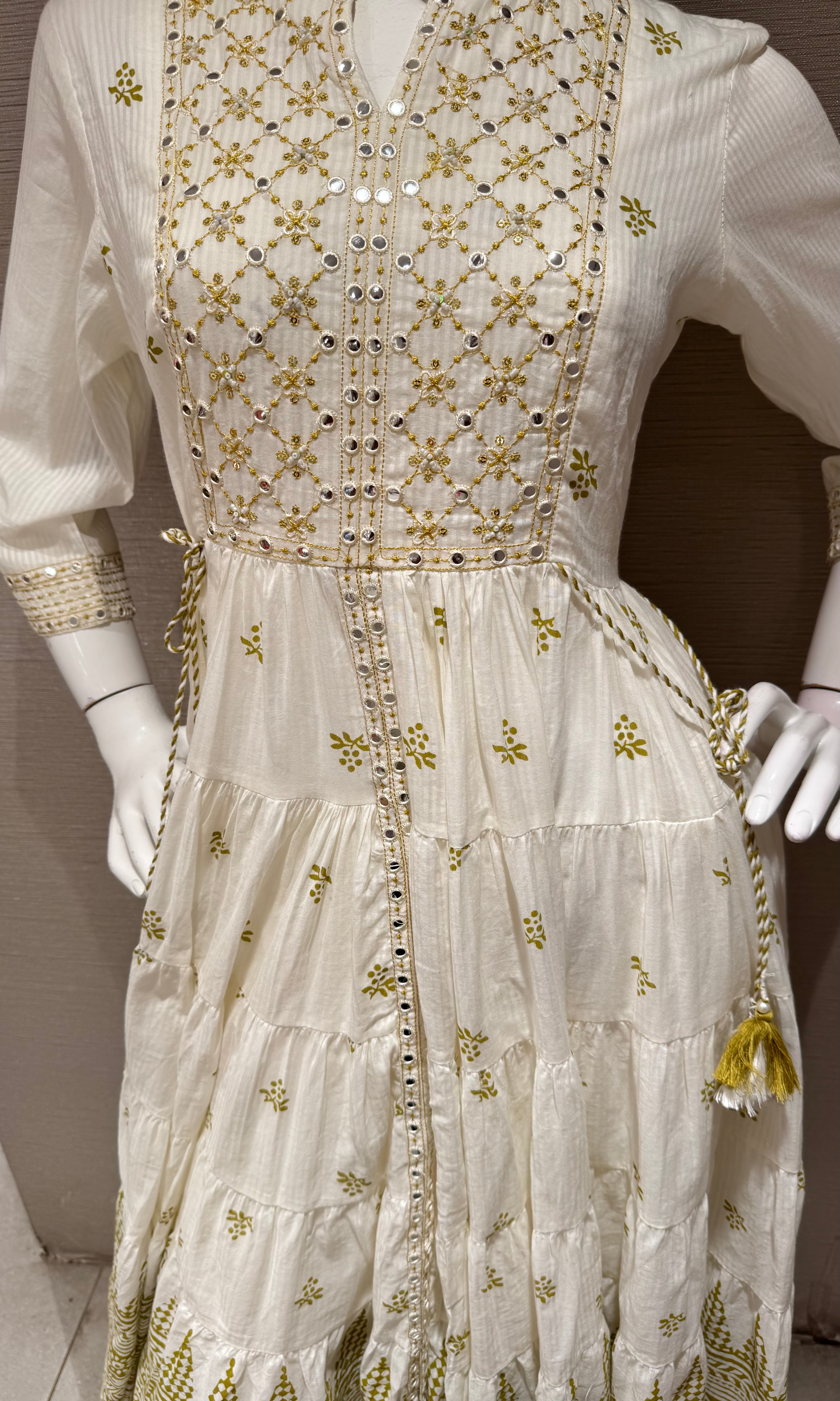 Green printed anarkali set with dupatta