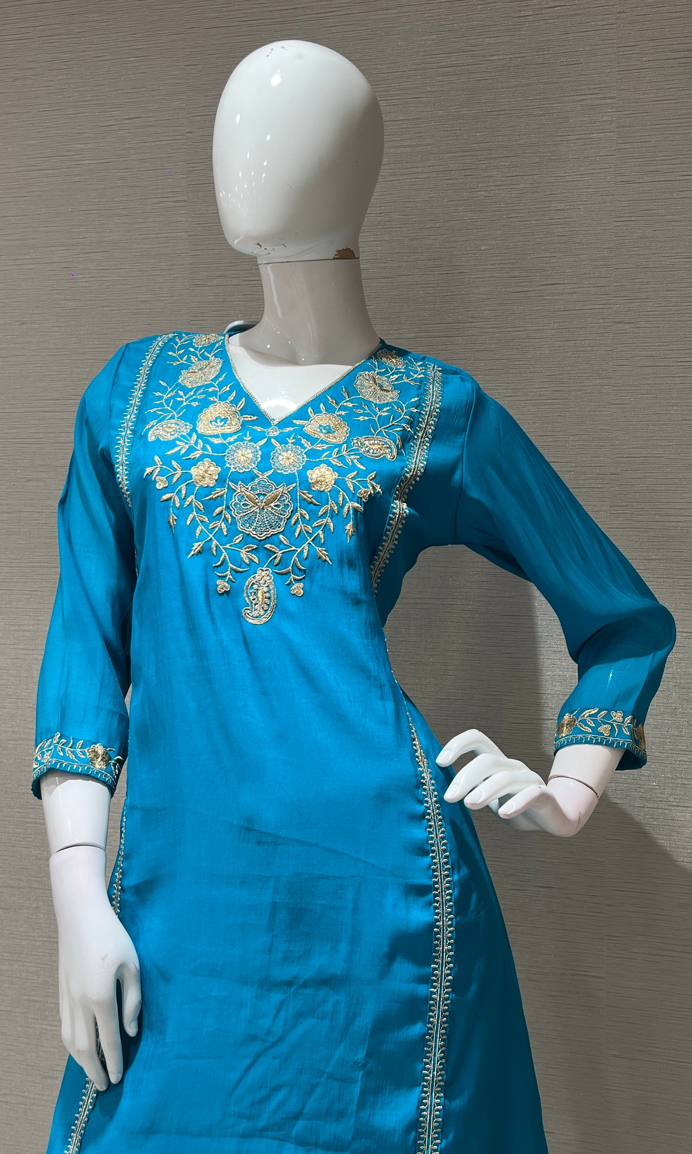 RAMA GOLDEN FLORAL EMBROIDERED KURTA SET