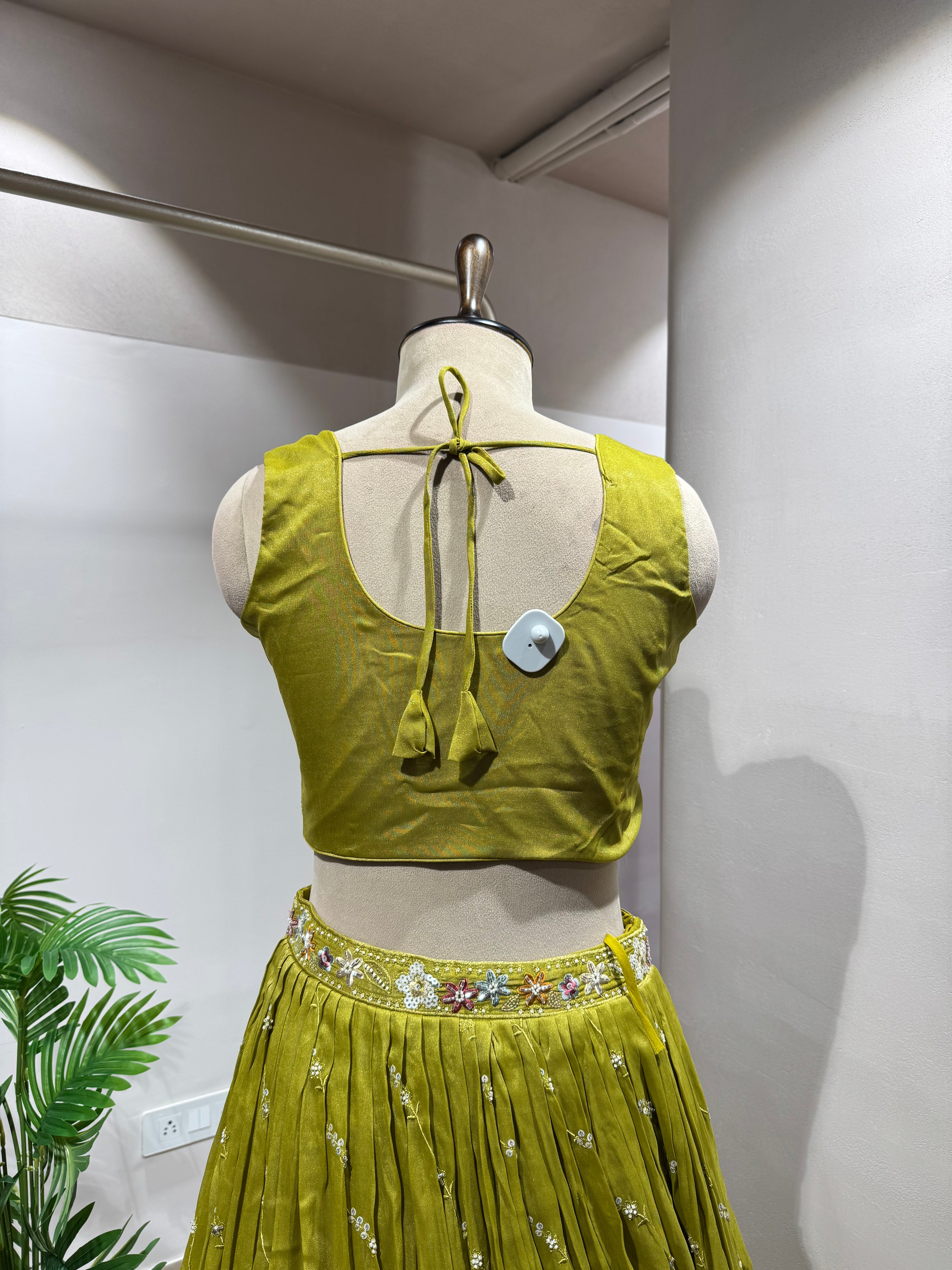 GREEN FLORAL EMBROIDERED LEHENGA