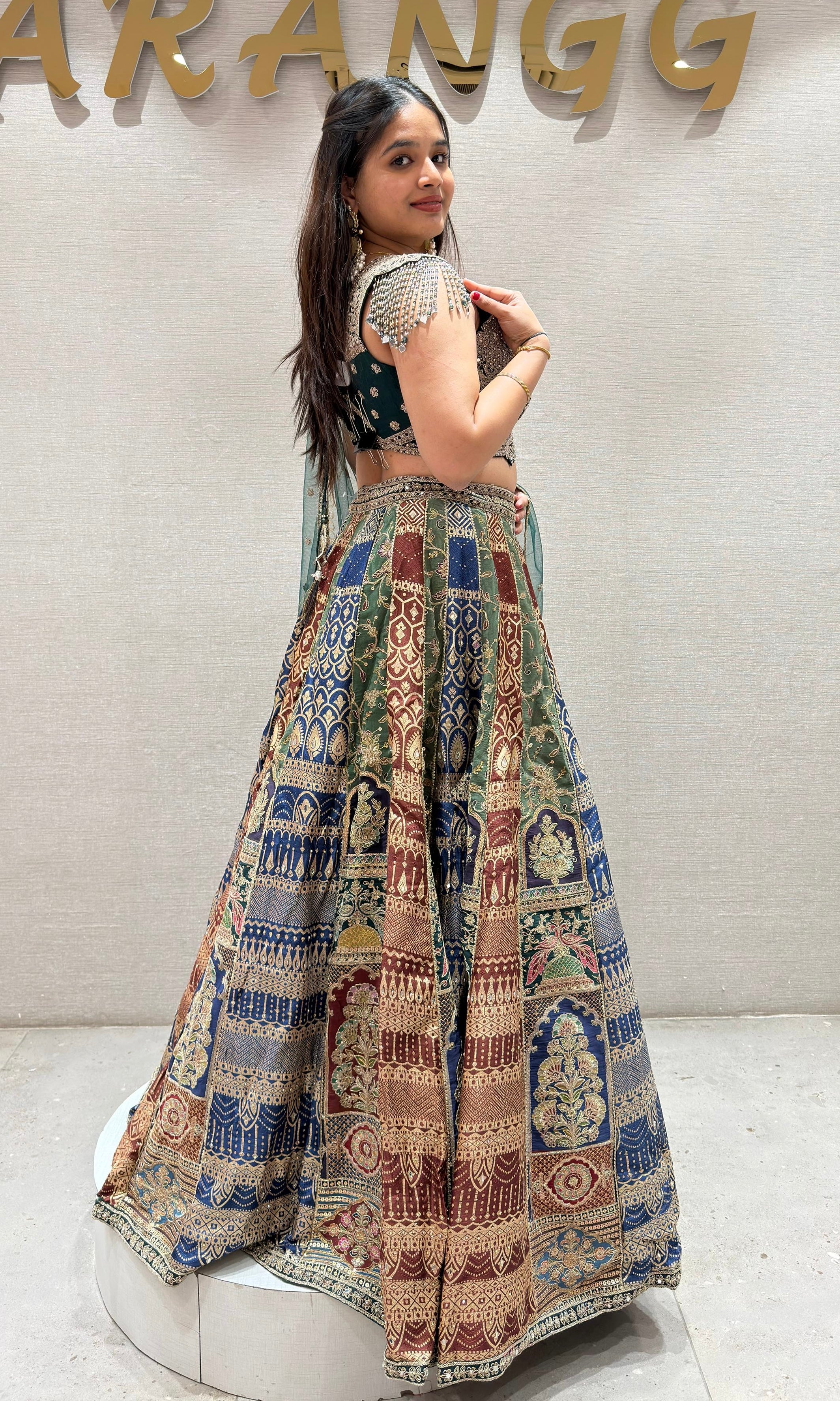 Multi GOLDEN HEAVY EMBROIDERED Lehenga