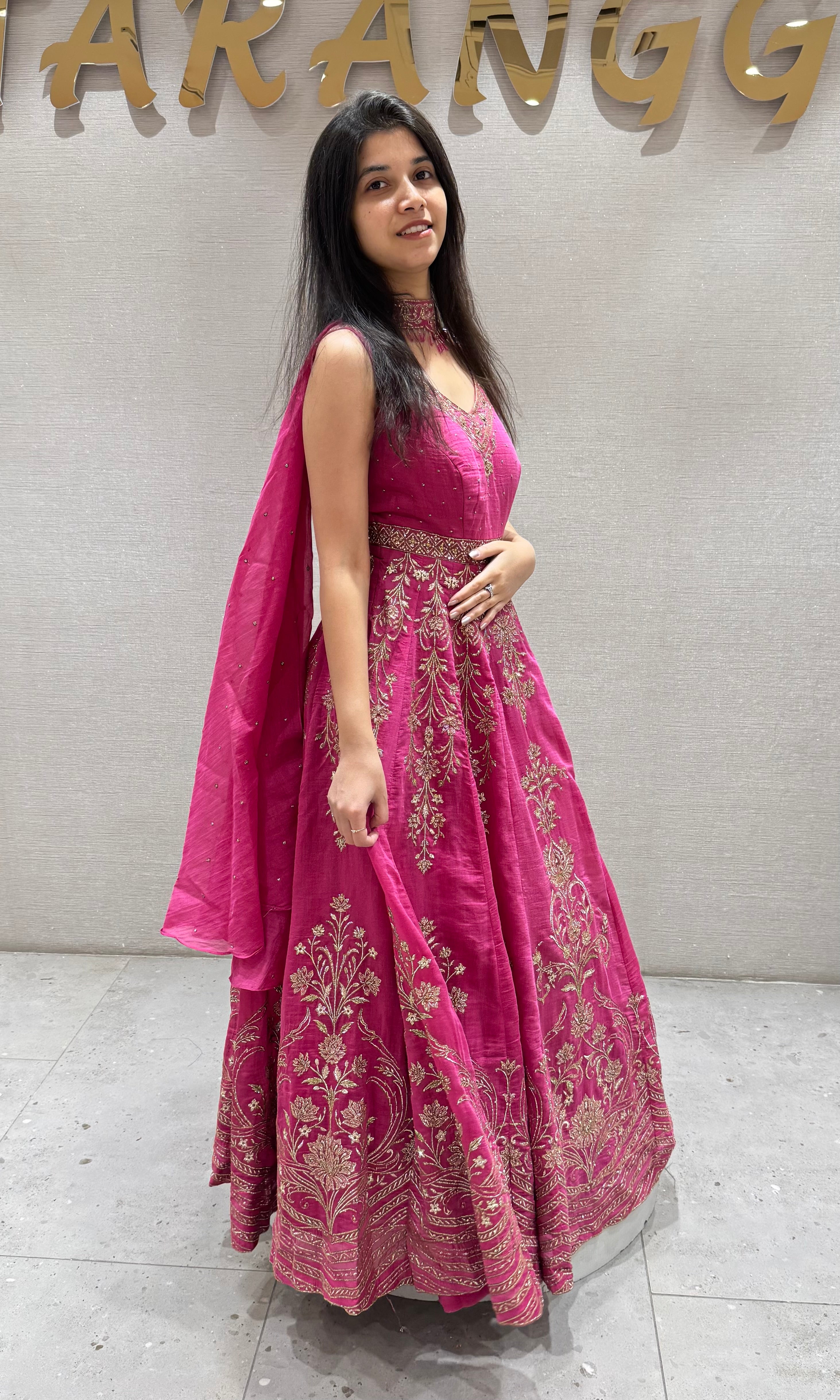 Rani Pink Georgette Anarkali DRESS