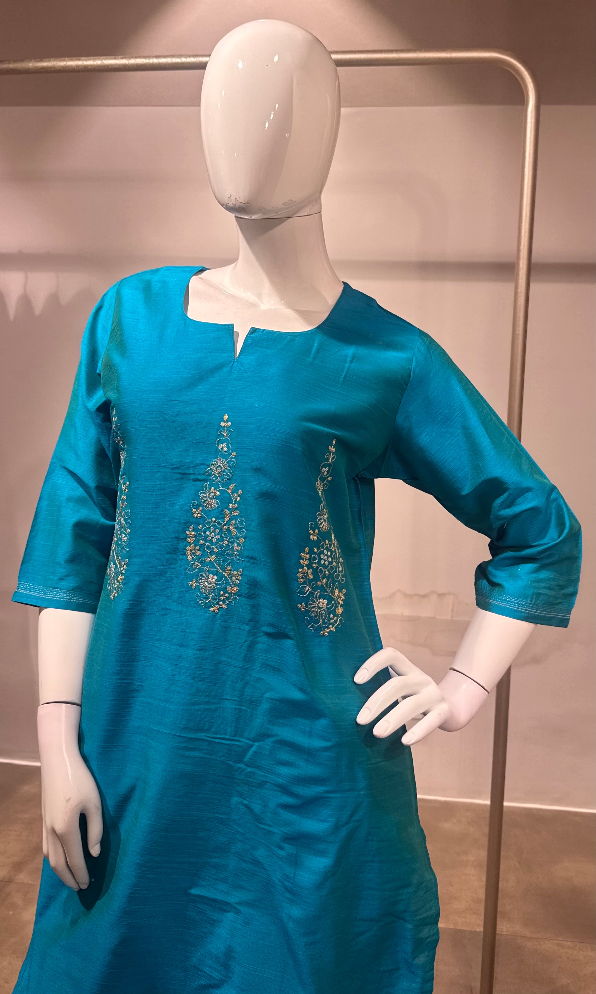 Rama Blue Straight Salwar Kurta Set with Dupatta