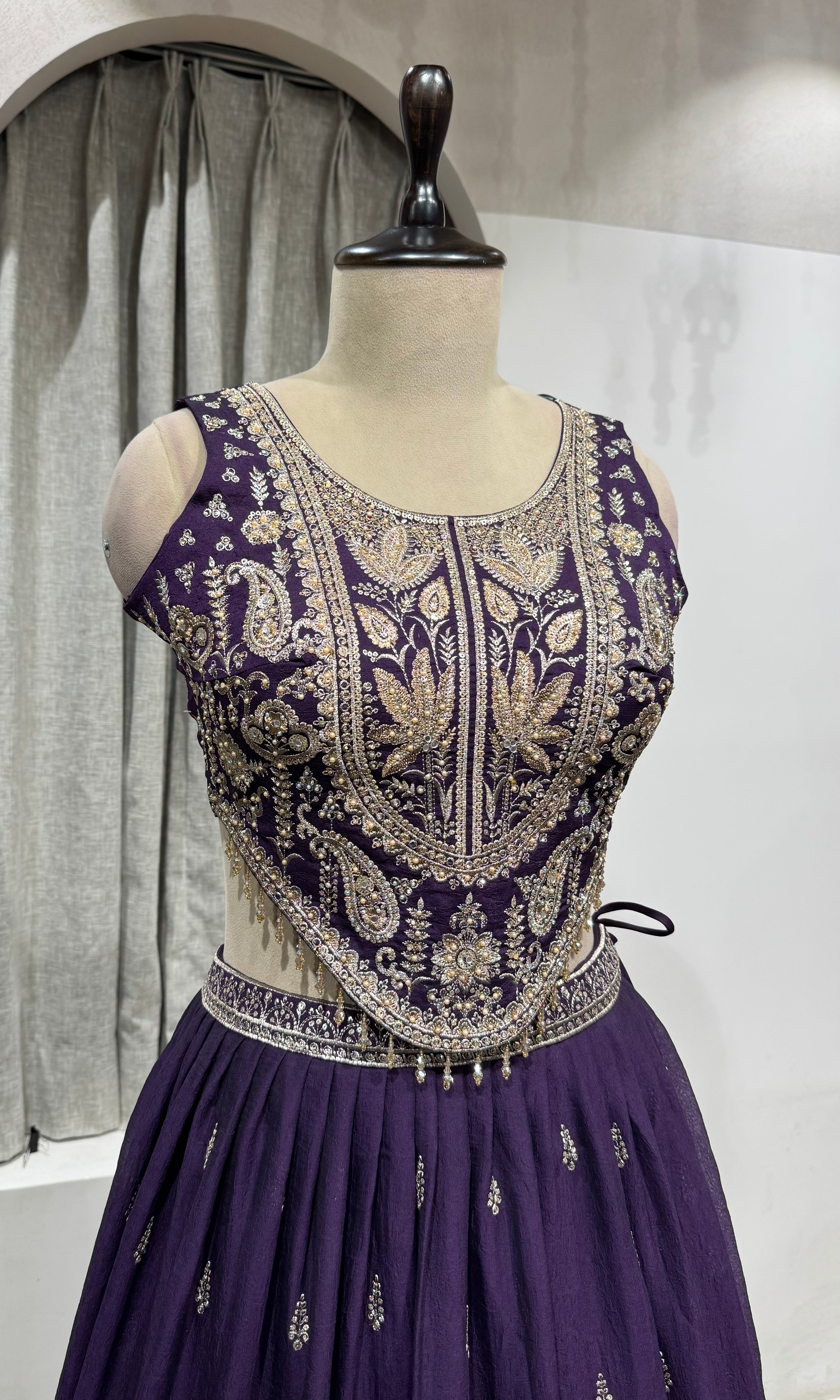 PURPLE Traditional Floral Motif Lehenga Set