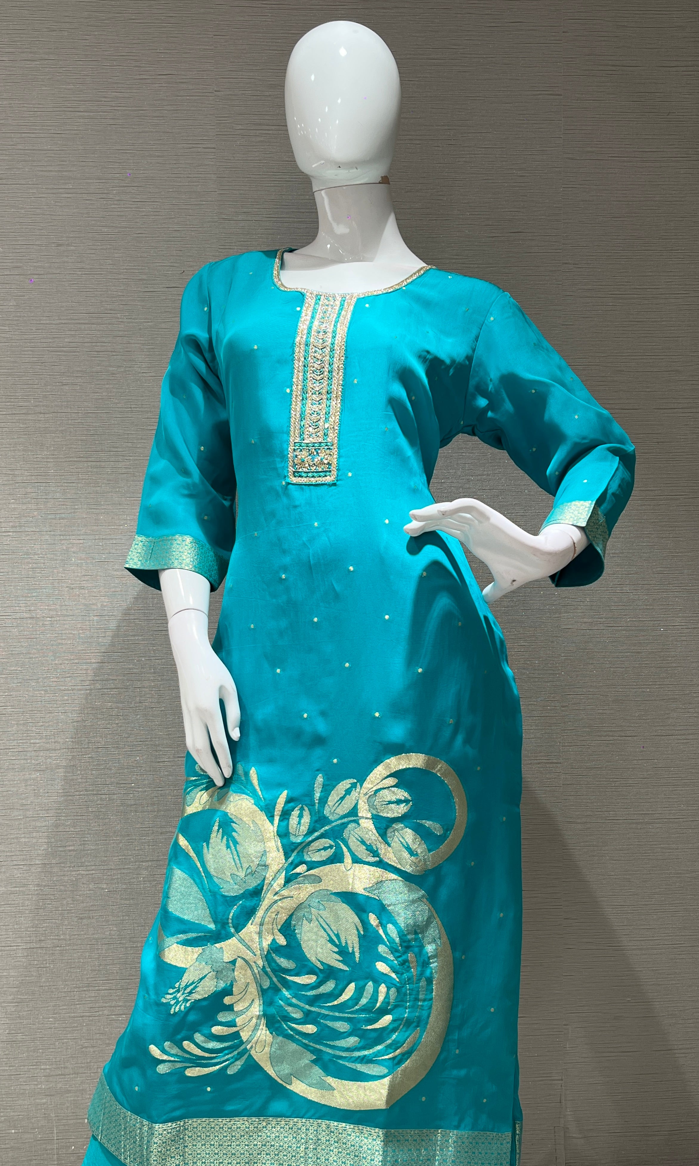Rama blue GOLD EMBROIDERED kurta set