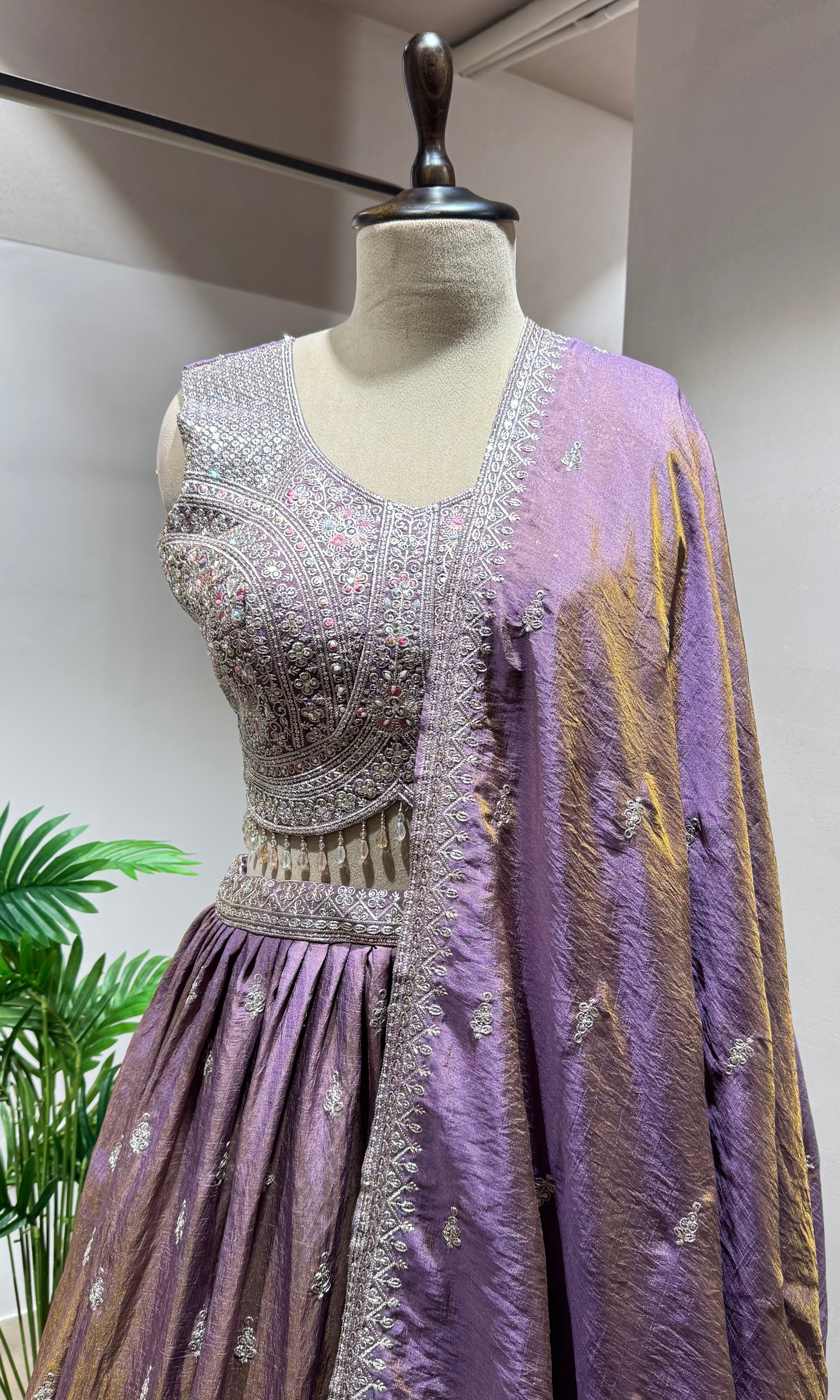 LIGHT PURPLE Lehenga with Elegant Zari Embroidery