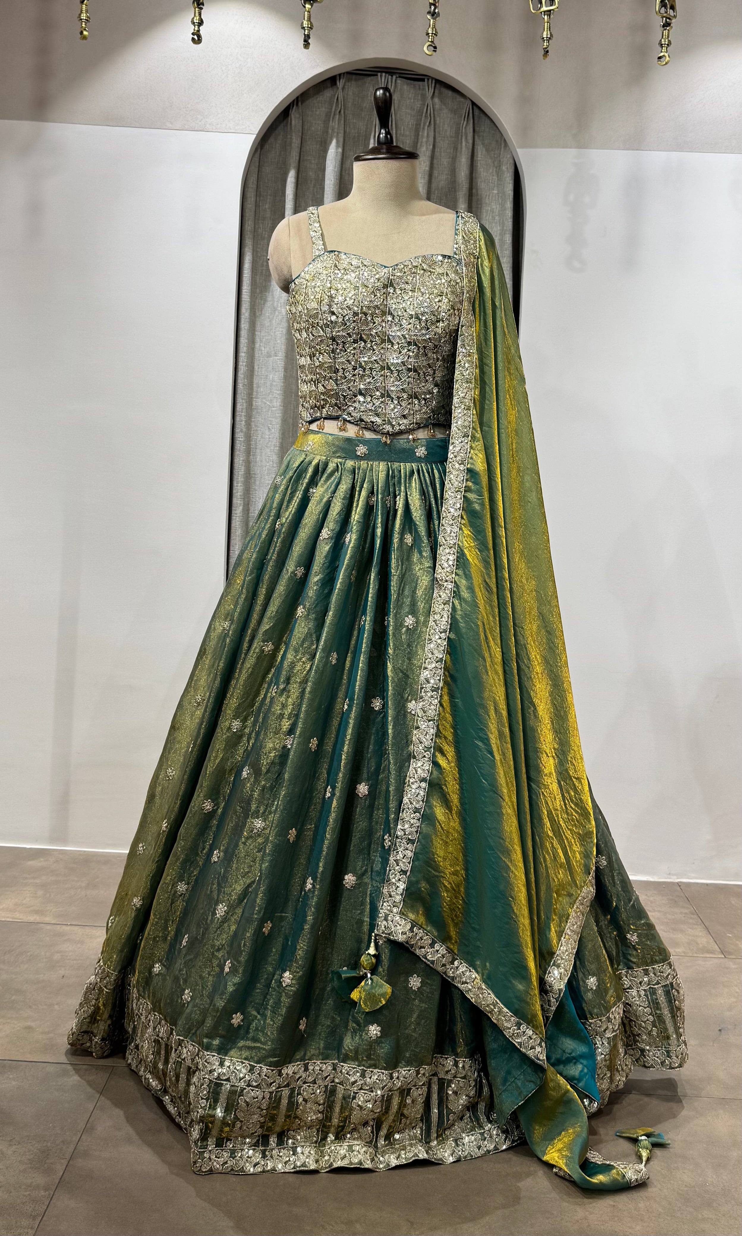 Green Tissue Silk Elegance lehenga set